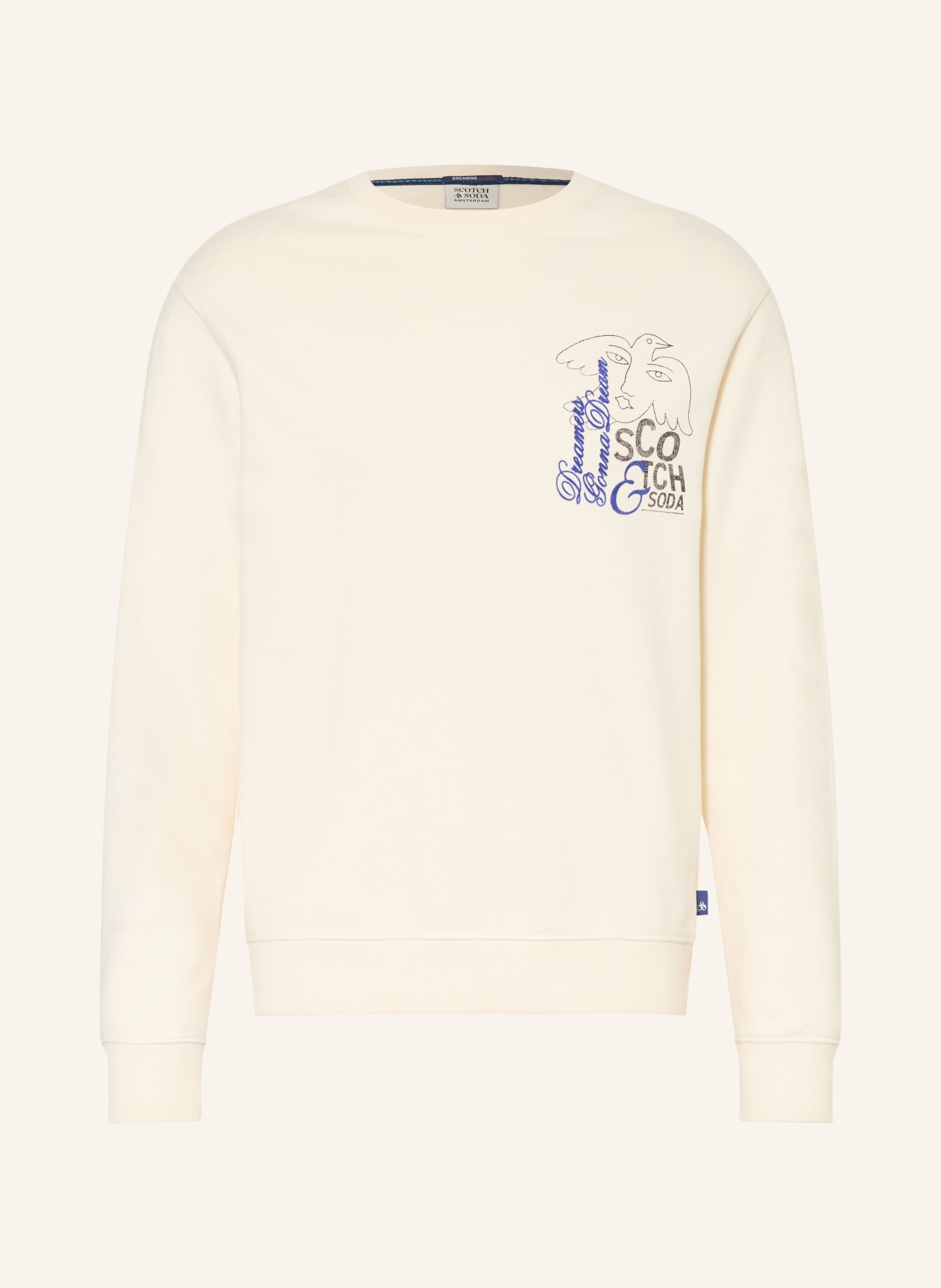 SCOTCH & SODA Sweatshirt: CREME / BLÅ / SORT