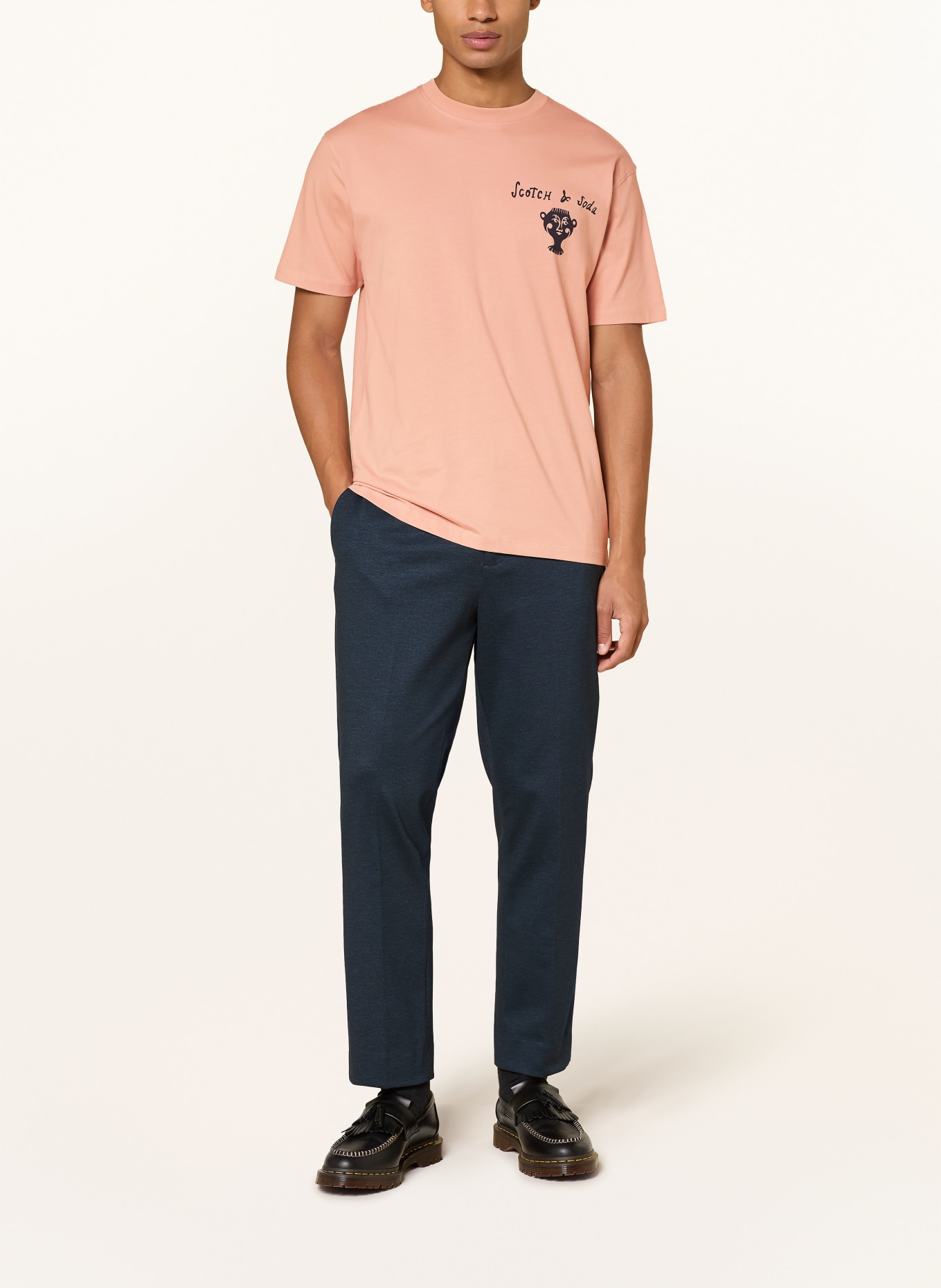 SCOTCH & SODA T-shirt: OR ROSÉ / BLEU FONCÉ / BLEU