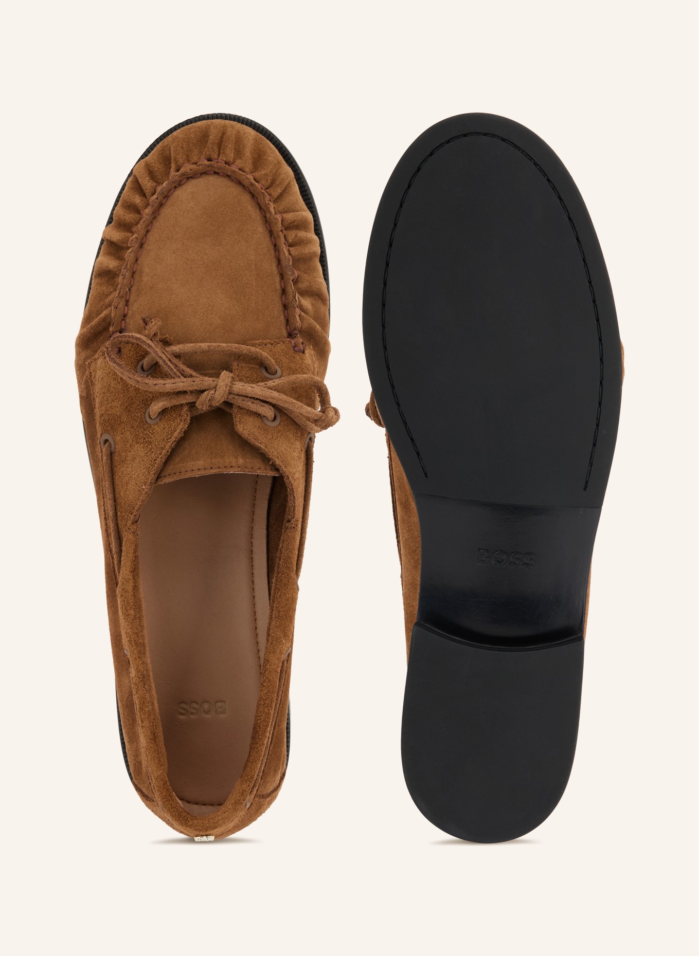BOSS LYCIA Boat Shoes: COGNAC