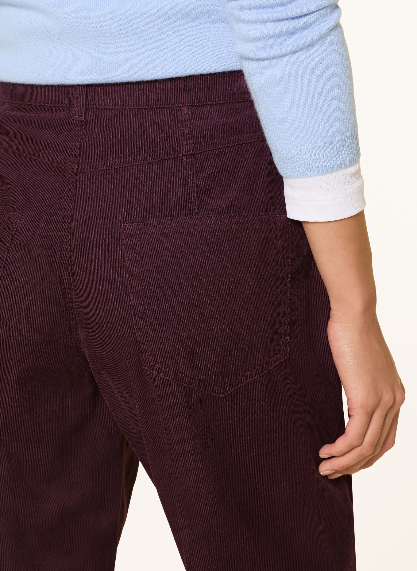 BRAX Pantaloni 7/8 MEGAN din velur: ROȘU ÎNCHIS