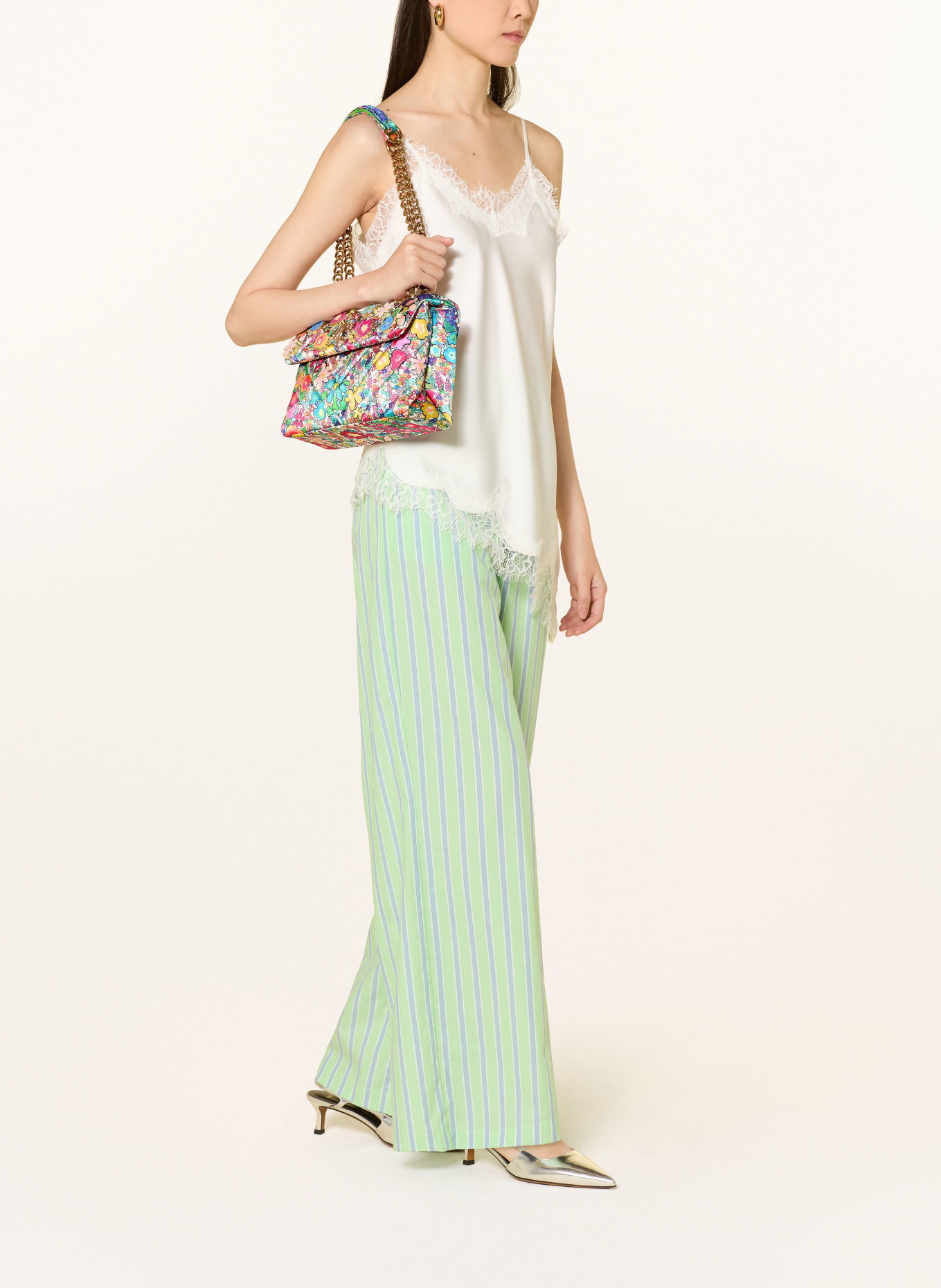 KURT GEIGER KENSINGTON Crossbody Bag with Rhinestones: PINK / ORANGE / GREEN