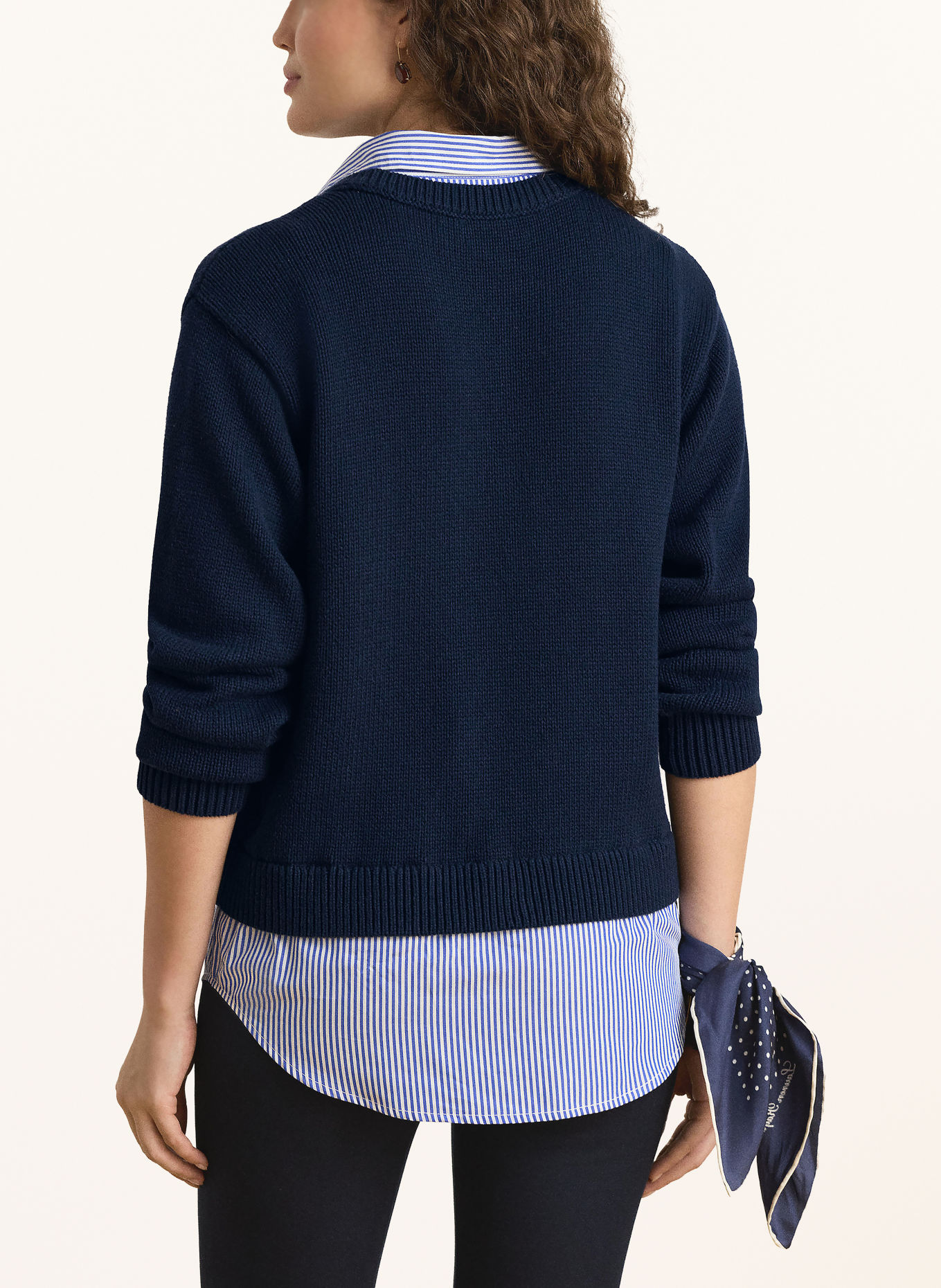 LAUREN RALPH LAUREN Pullover im Materialmix: DUNKELBLAU / HELLBLAU