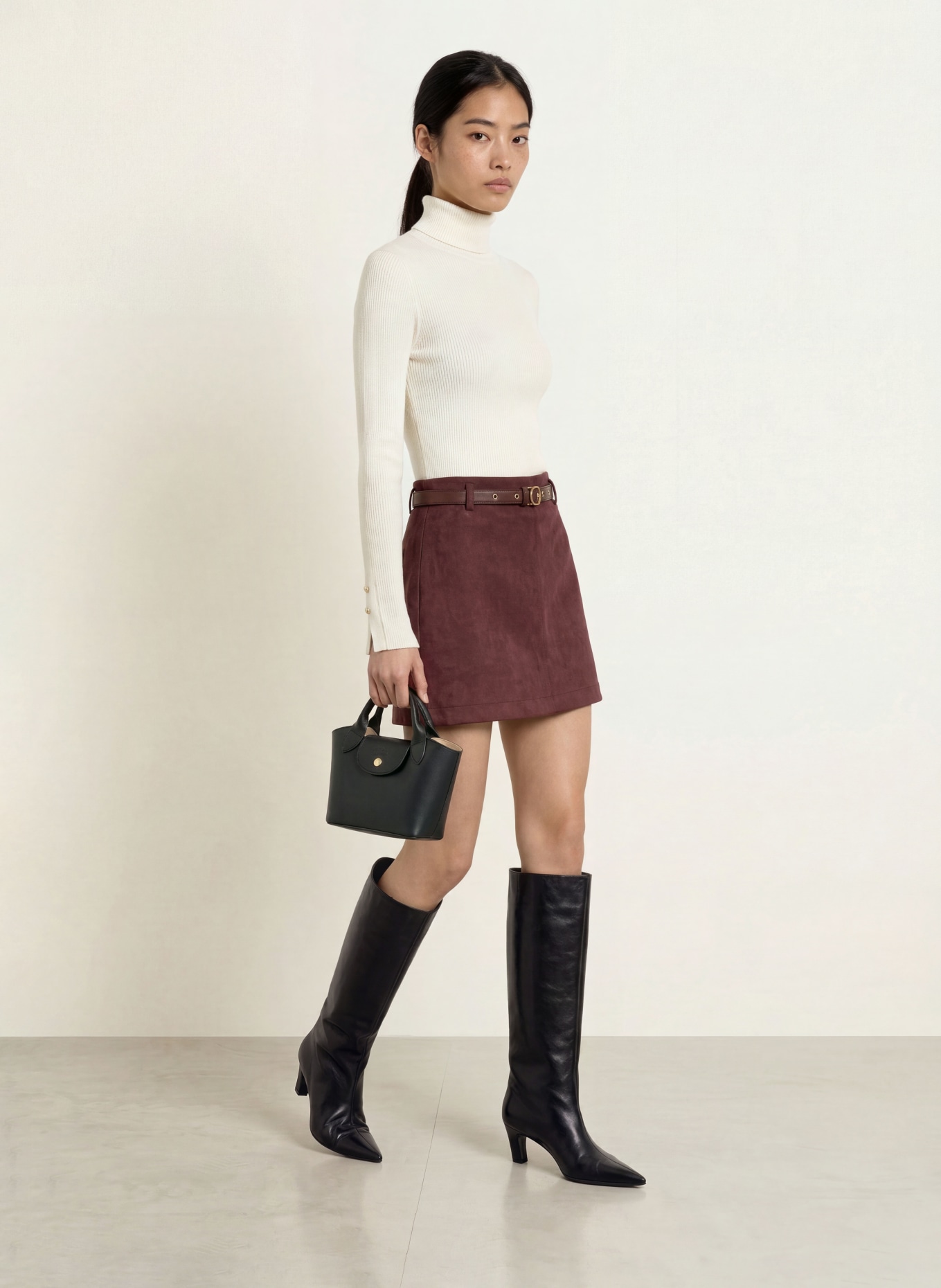 GUESS Faux-leather skirt: DARK PURPLE