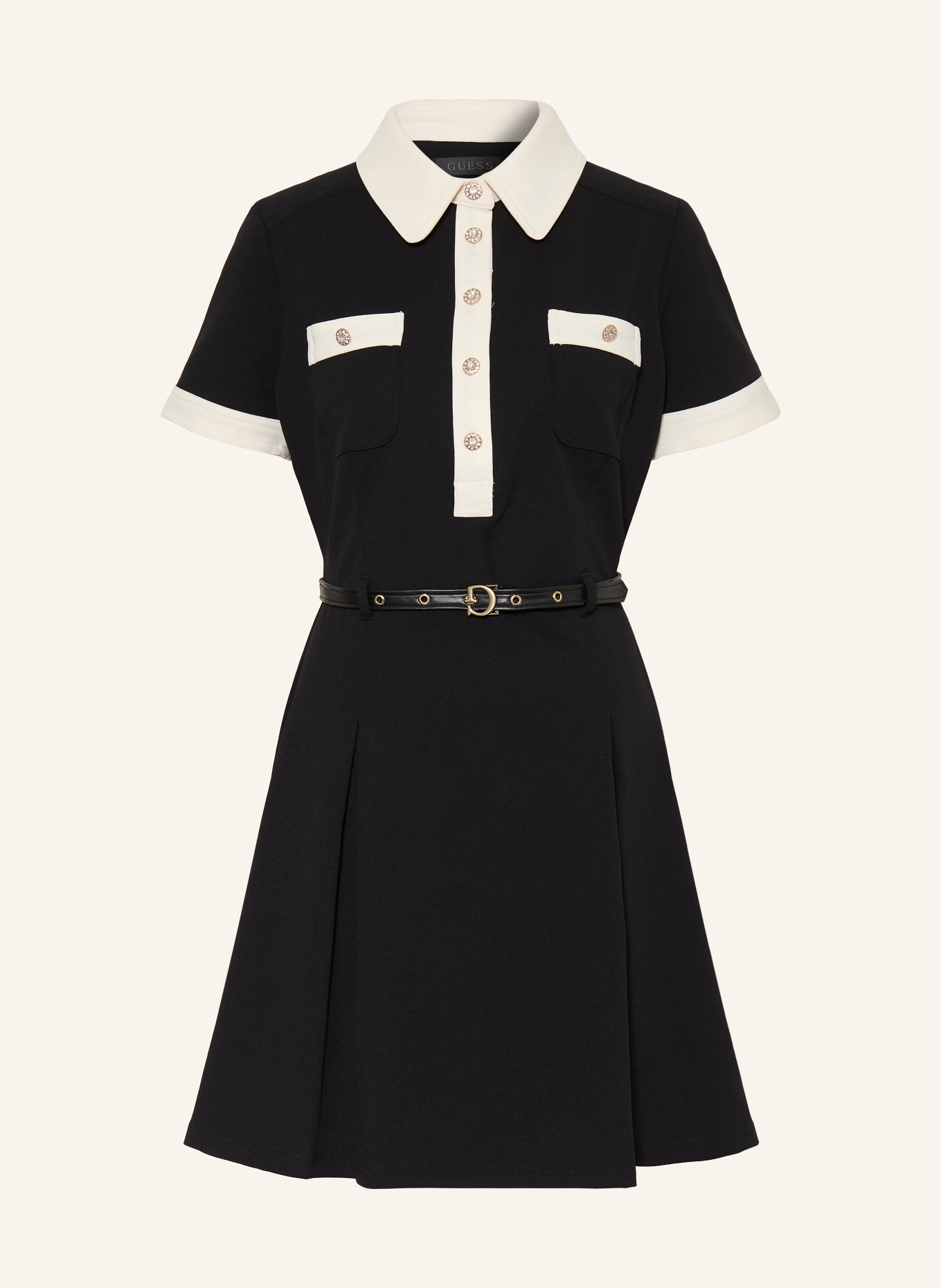 GUESS CLAUDIE Dress: BLACK / CREAM
