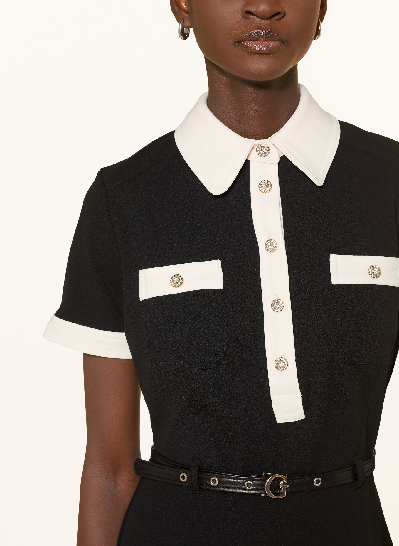 GUESS CLAUDIE Dress: BLACK / CREAM