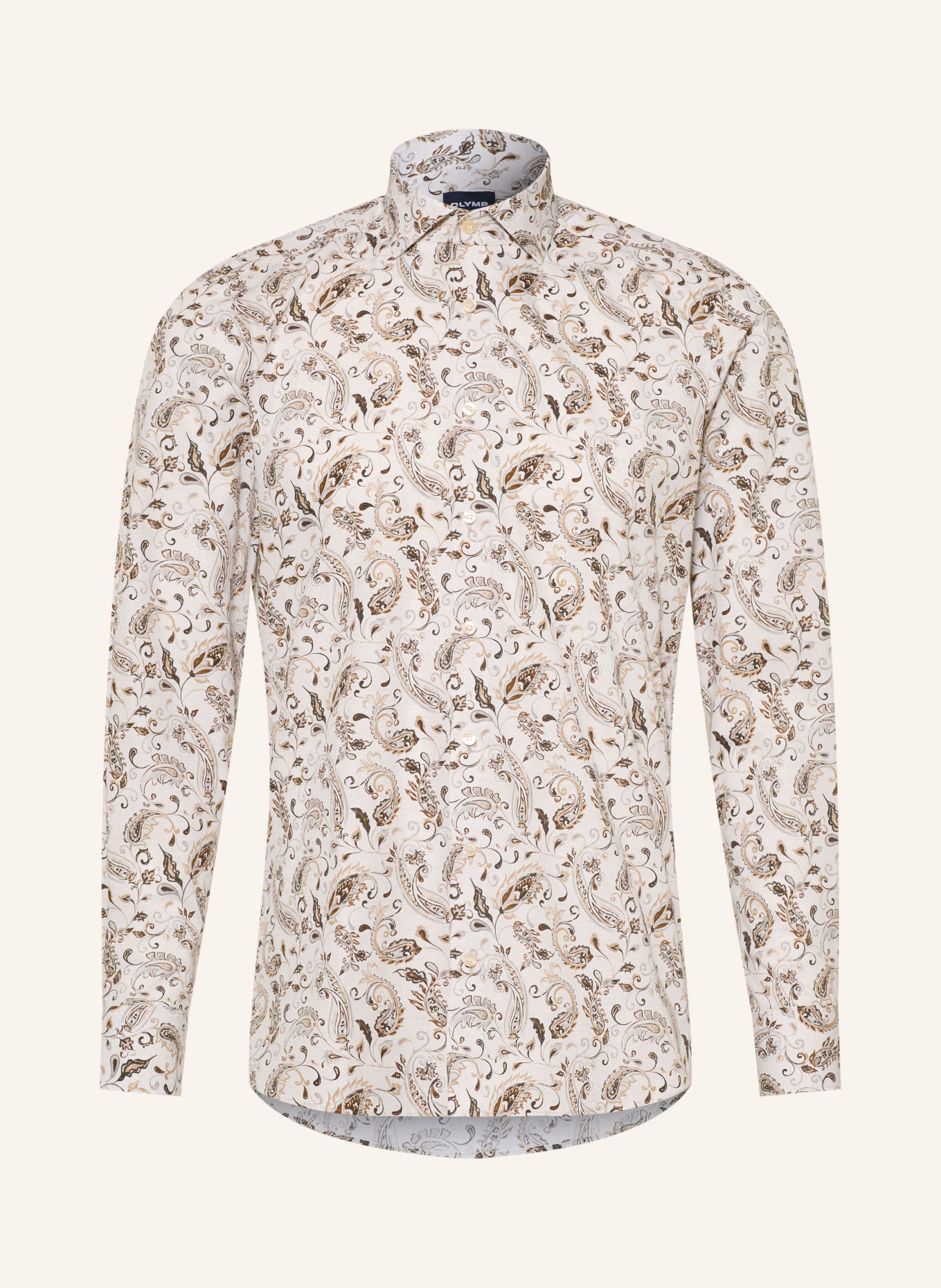 OLYMP Chemise Level Five coupe ajustée: ÉCRU / MARRON FONCÉ / BEIGE