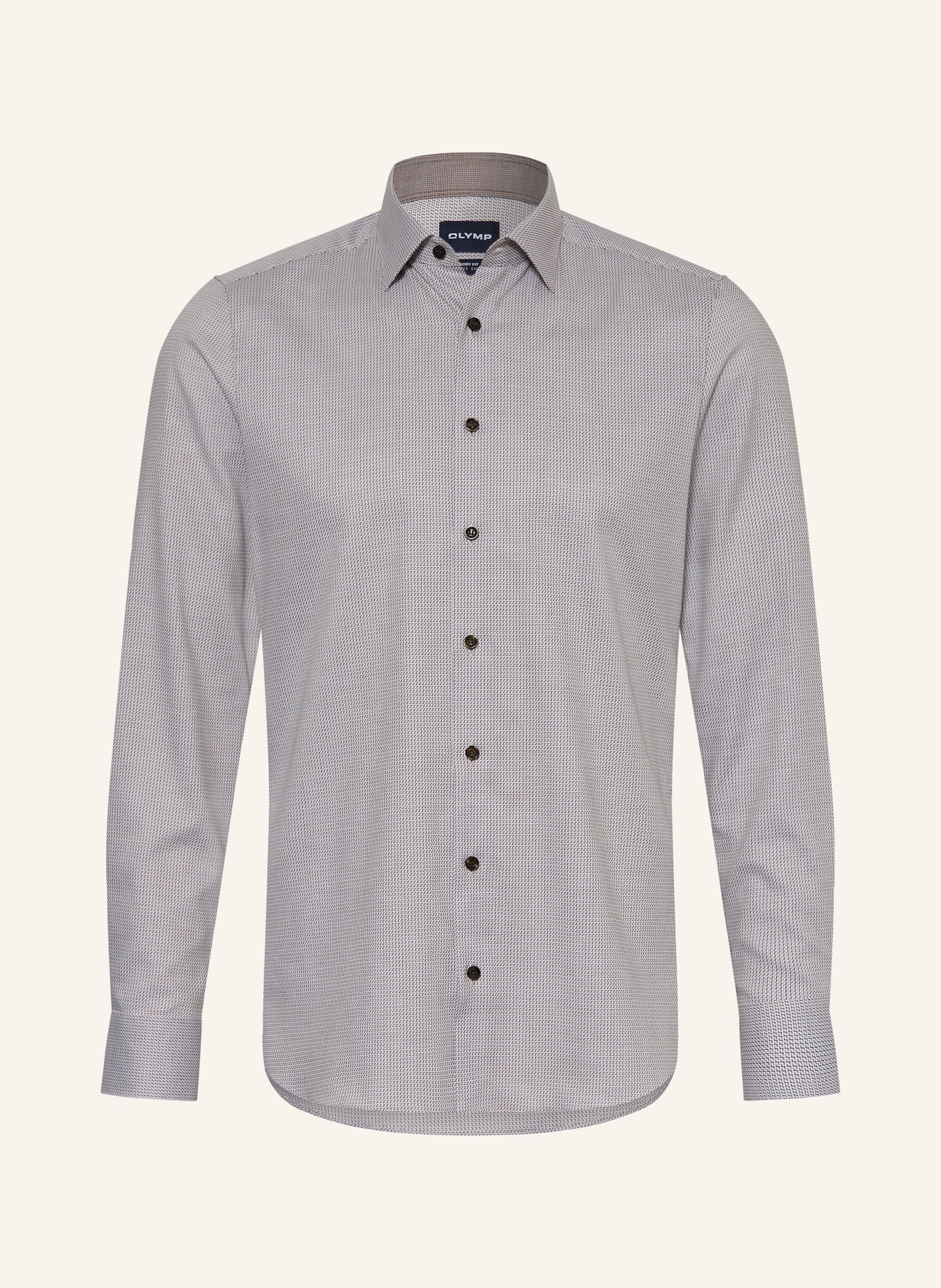 OLYMP Chemise Level Five coupe ajustée: CRÈME / MARRON / GRIS