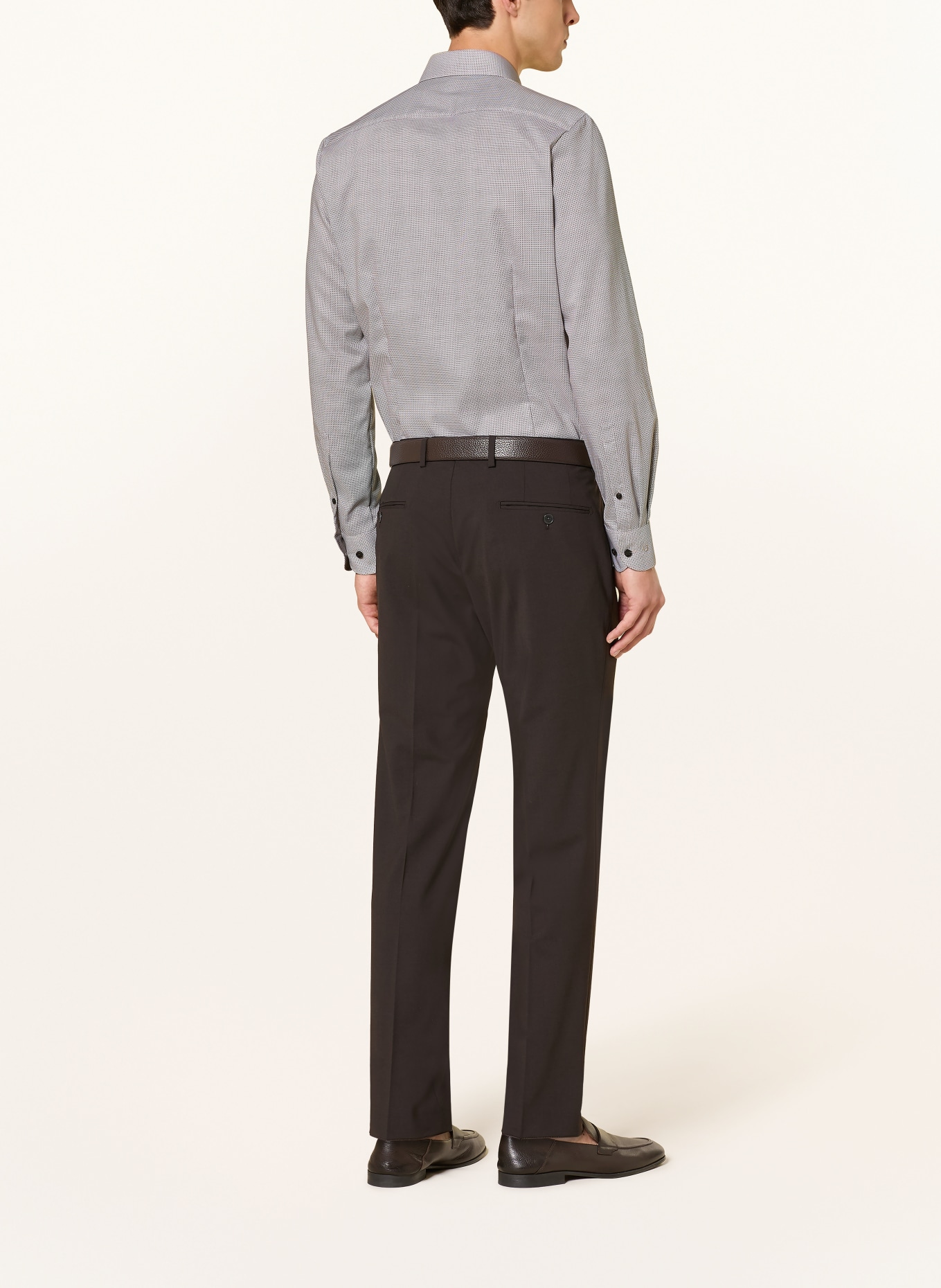OLYMP Chemise Level Five coupe ajustée: CRÈME / MARRON / GRIS