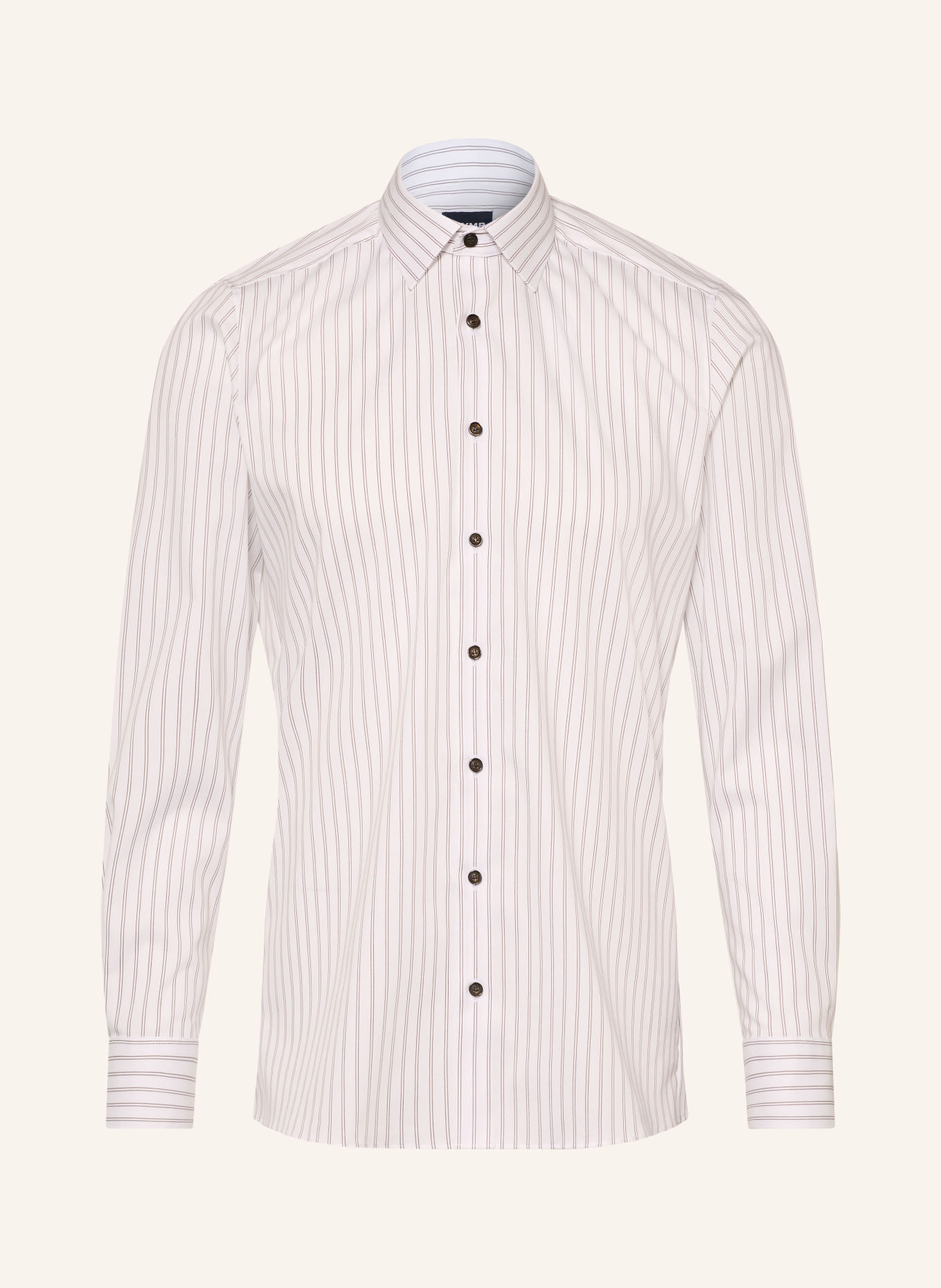 OLYMP Chemise Level Five coupe ajustée: BLANC / MARRON FONCÉ