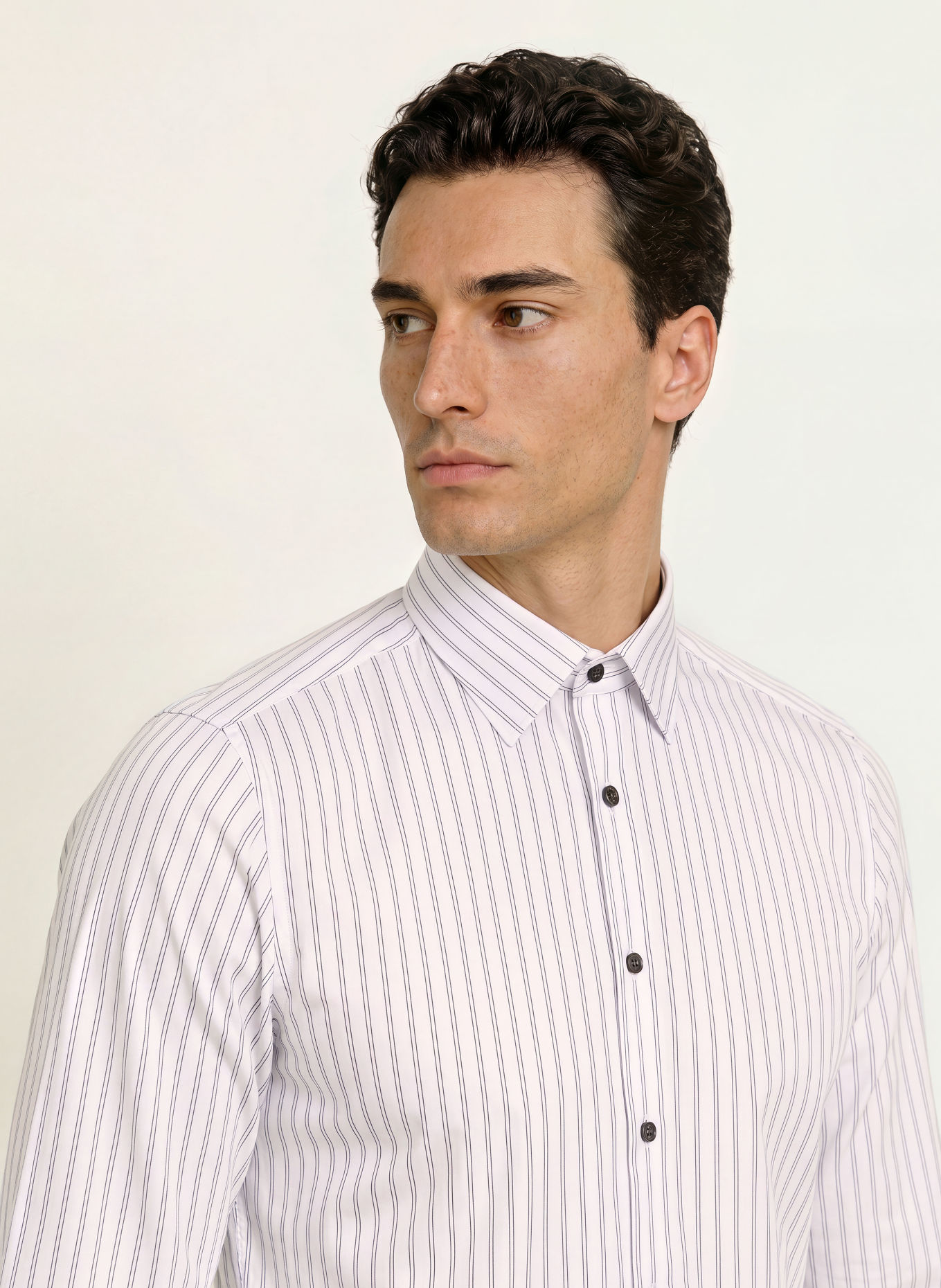 OLYMP Chemise Level Five coupe ajustée: BLANC / MARRON FONCÉ