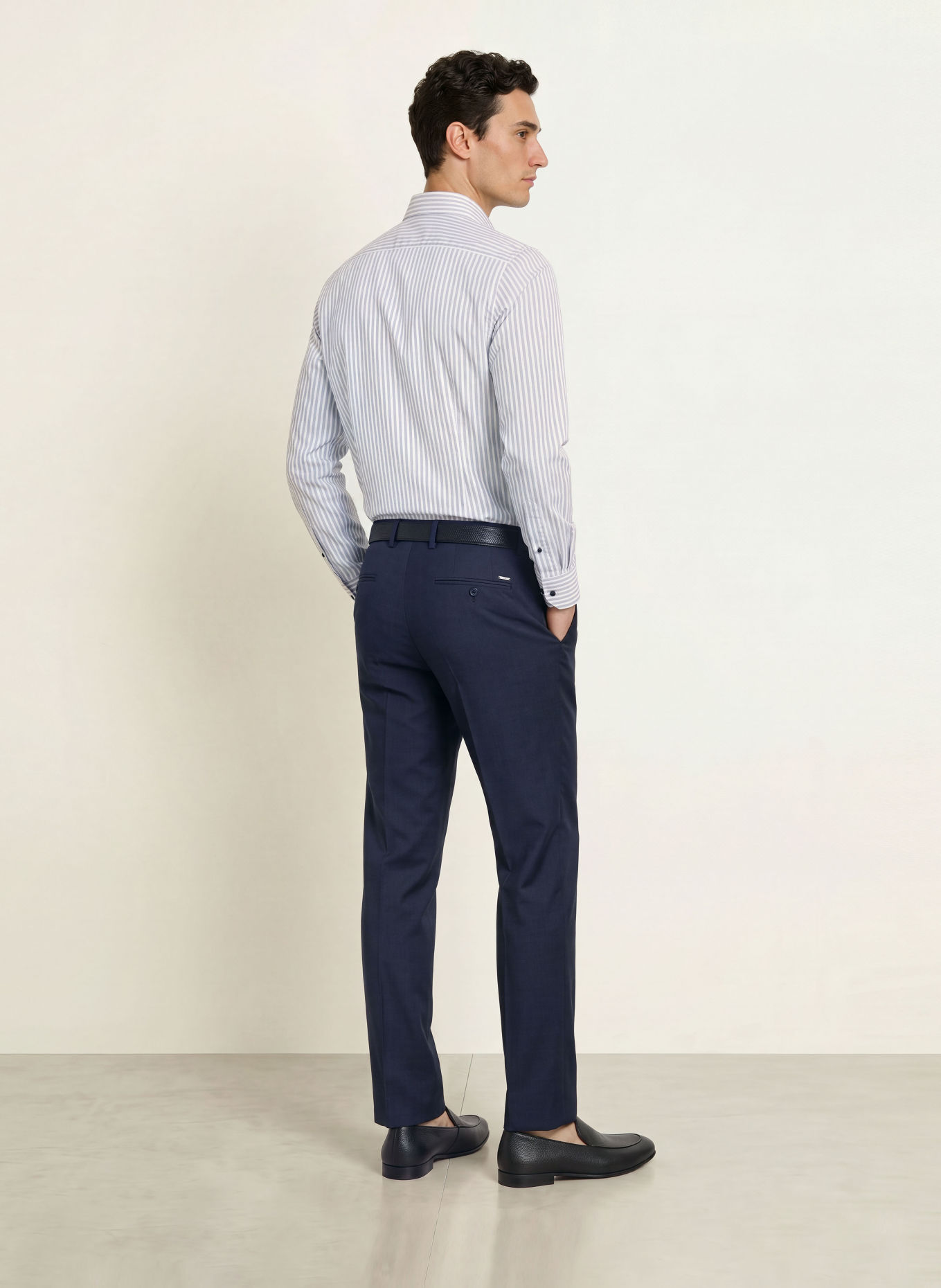 OLYMP Chemise Level Five body ajusté: GRIS / BLANC