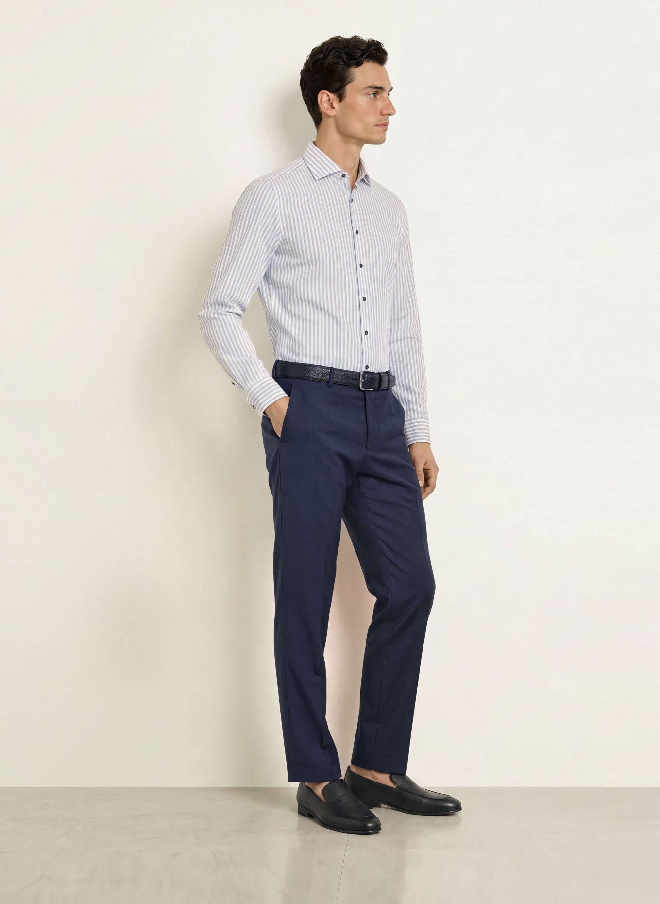 OLYMP Chemise Level Five body ajusté: GRIS / BLANC