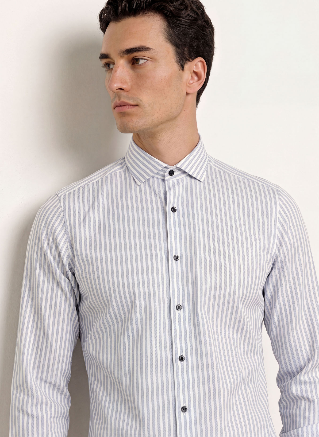 OLYMP Chemise Level Five body ajusté: GRIS / BLANC