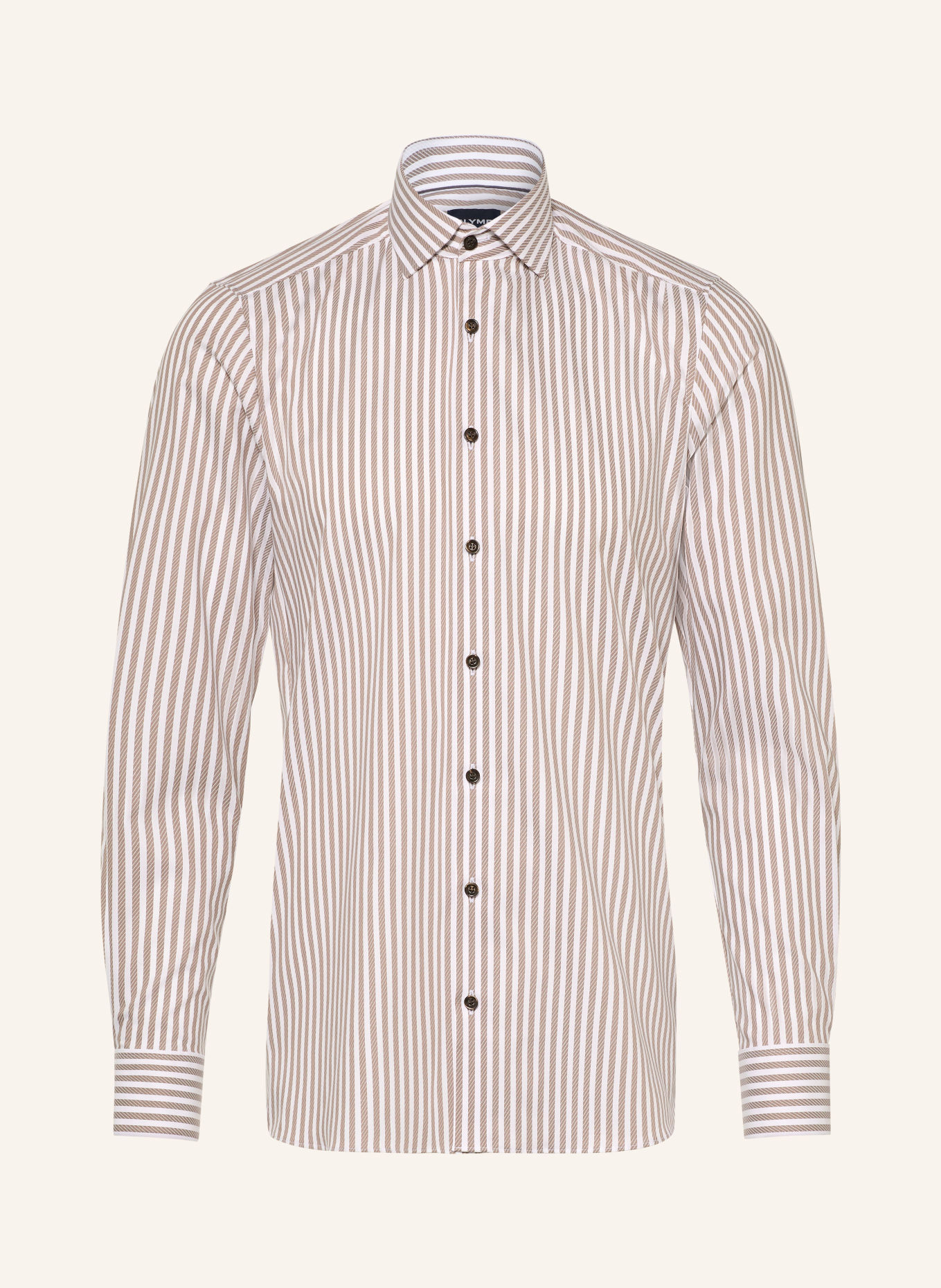 OLYMP Chemise Level Five body ajusté: MARRON / BLANC