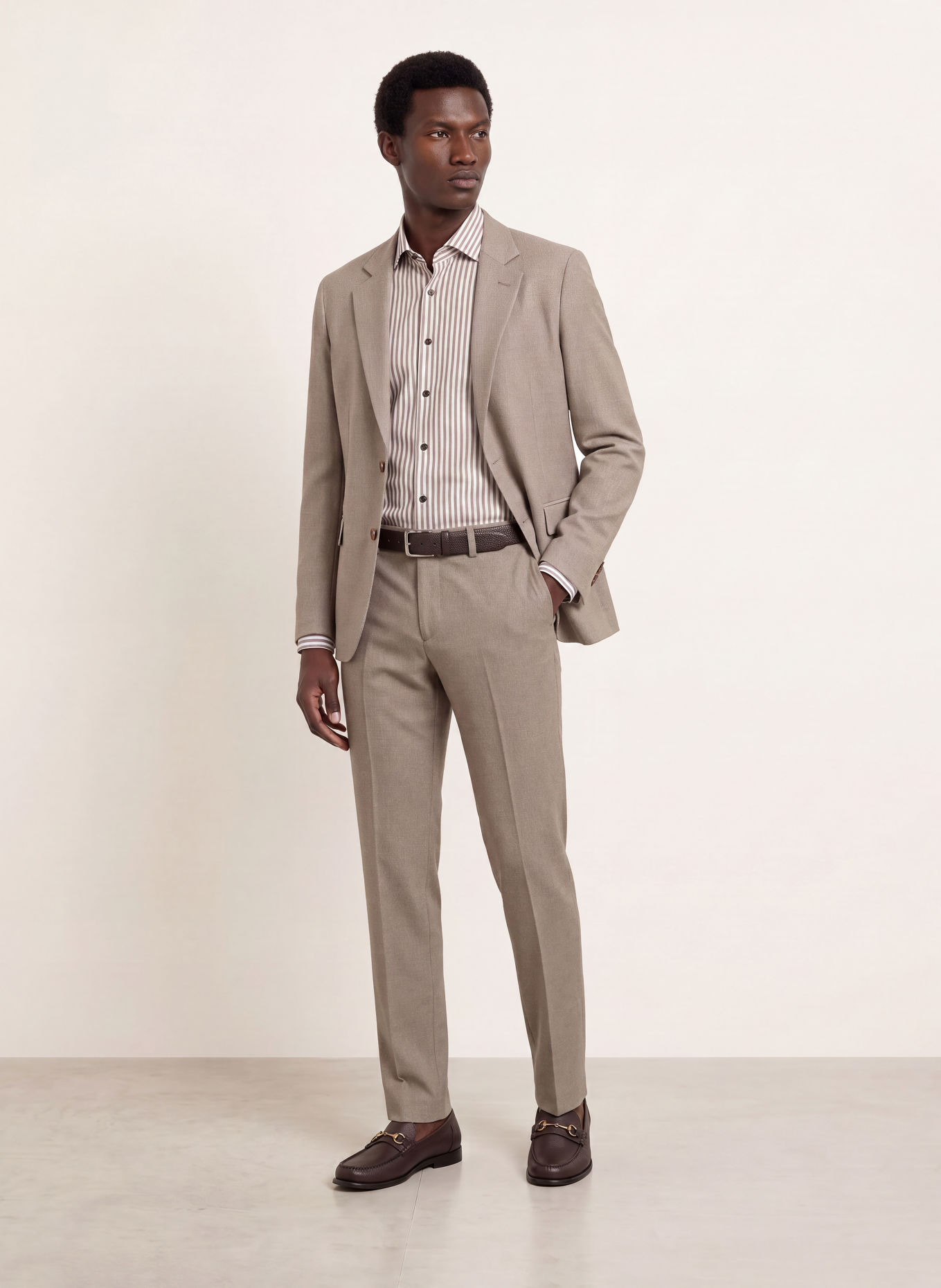 OLYMP Chemise Level Five body ajusté: MARRON / BLANC