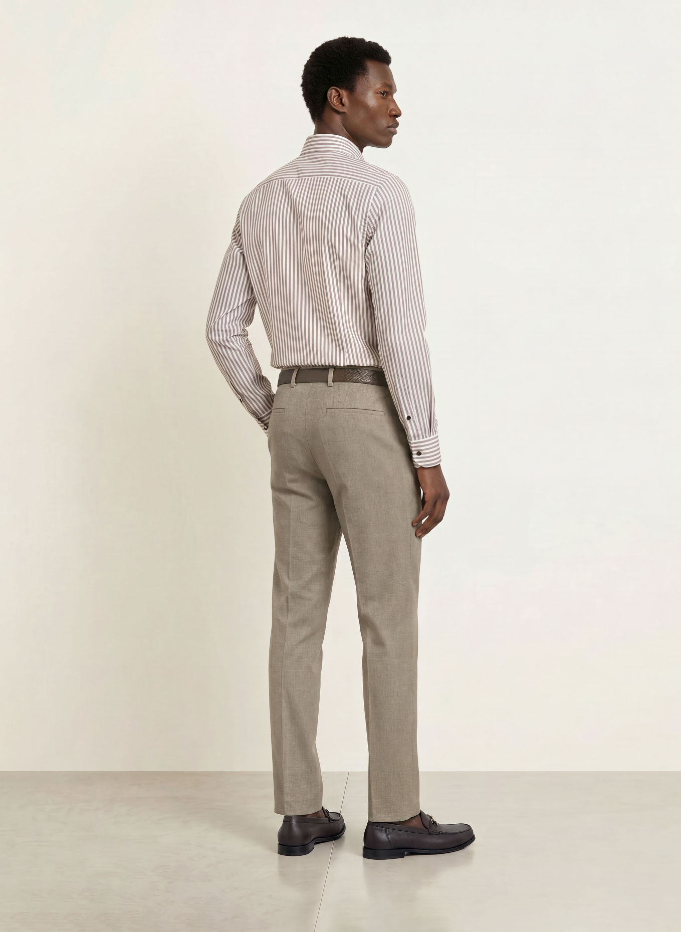 OLYMP Chemise Level Five body ajusté: MARRON / BLANC