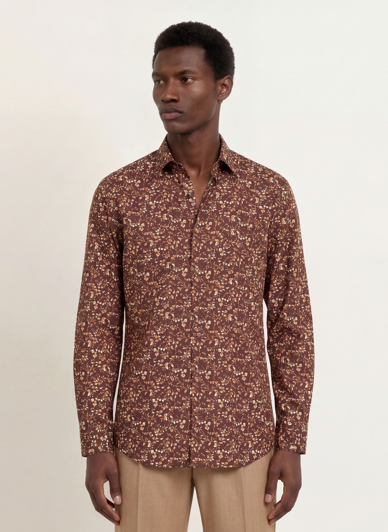 OLYMP Hemd Luxor comfort fit: BRAUN / CREME