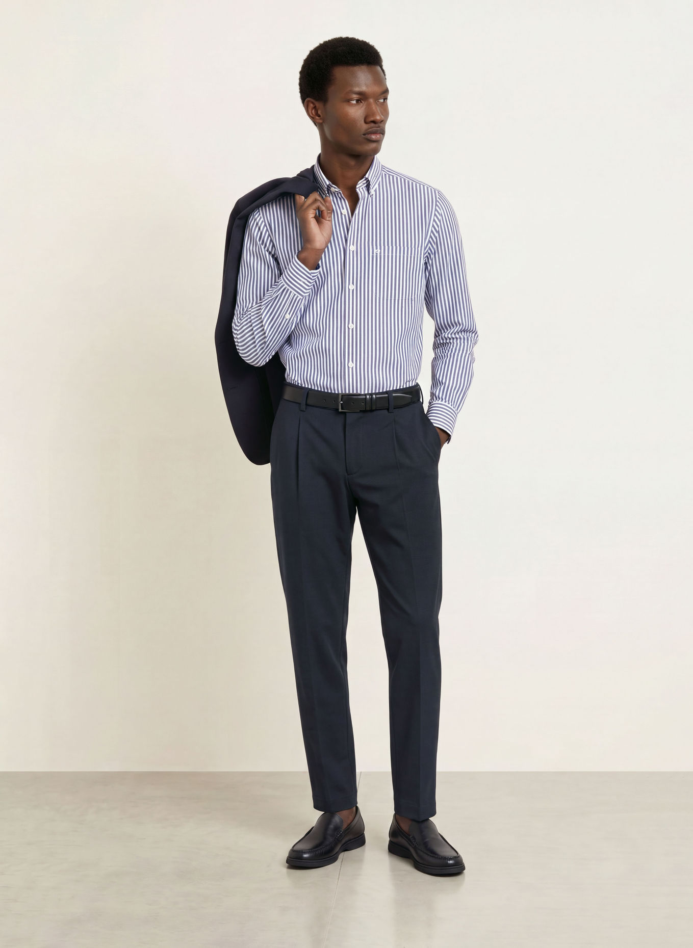OLYMP Chemise Luxor coupe confort: BLEU FONCÉ / BLANC