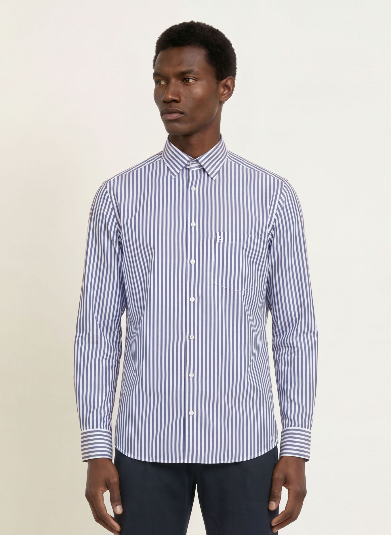 OLYMP Chemise Luxor coupe confort: BLEU FONCÉ / BLANC