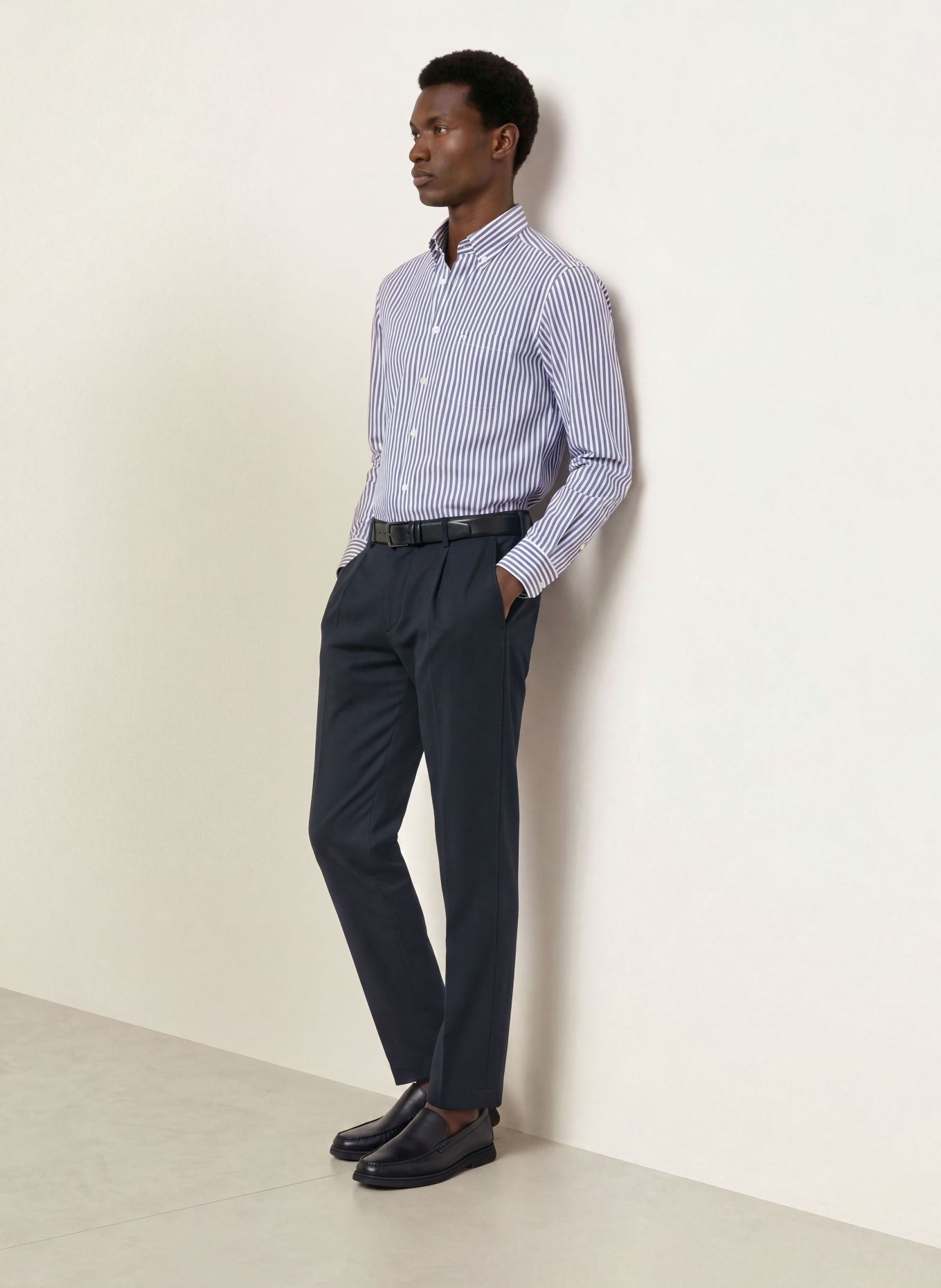 OLYMP Chemise Luxor coupe confort: BLEU FONCÉ / BLANC