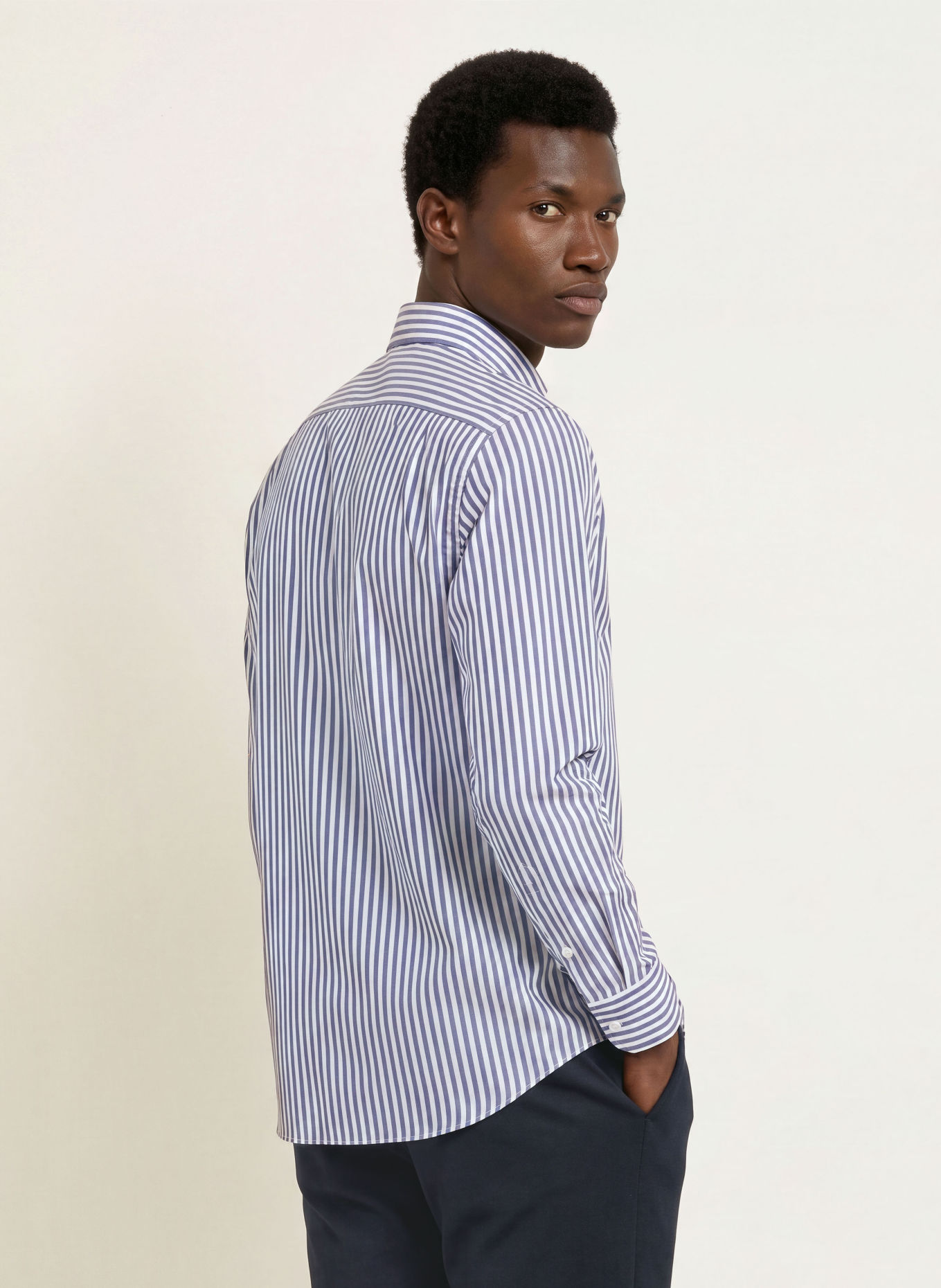 OLYMP Chemise Luxor coupe confort: BLEU FONCÉ / BLANC