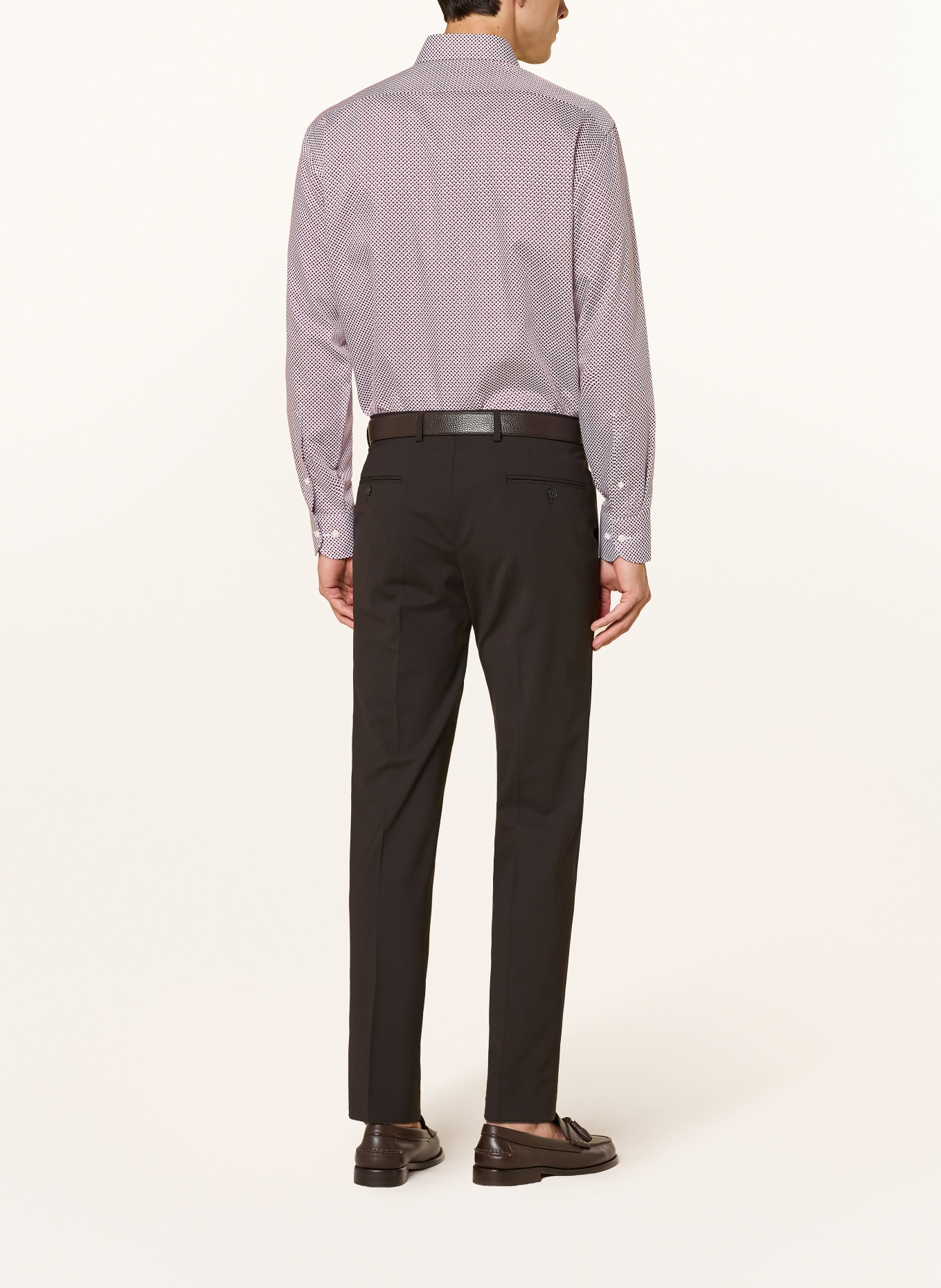 OLYMP Hemd LUXOR comfort fit: DUNKELROT / OLIV / WEISS