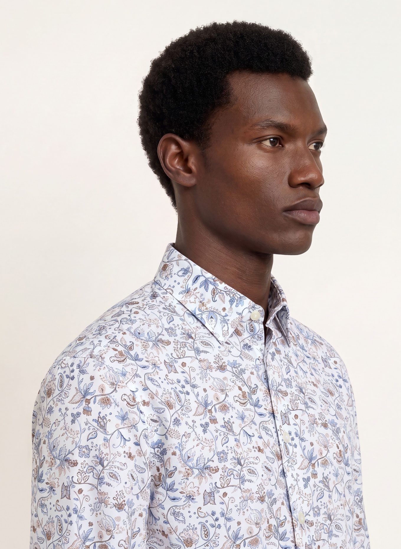 OLYMP Hemd Luxor comfort fit: WEISS / BEIGE / HELLBLAU