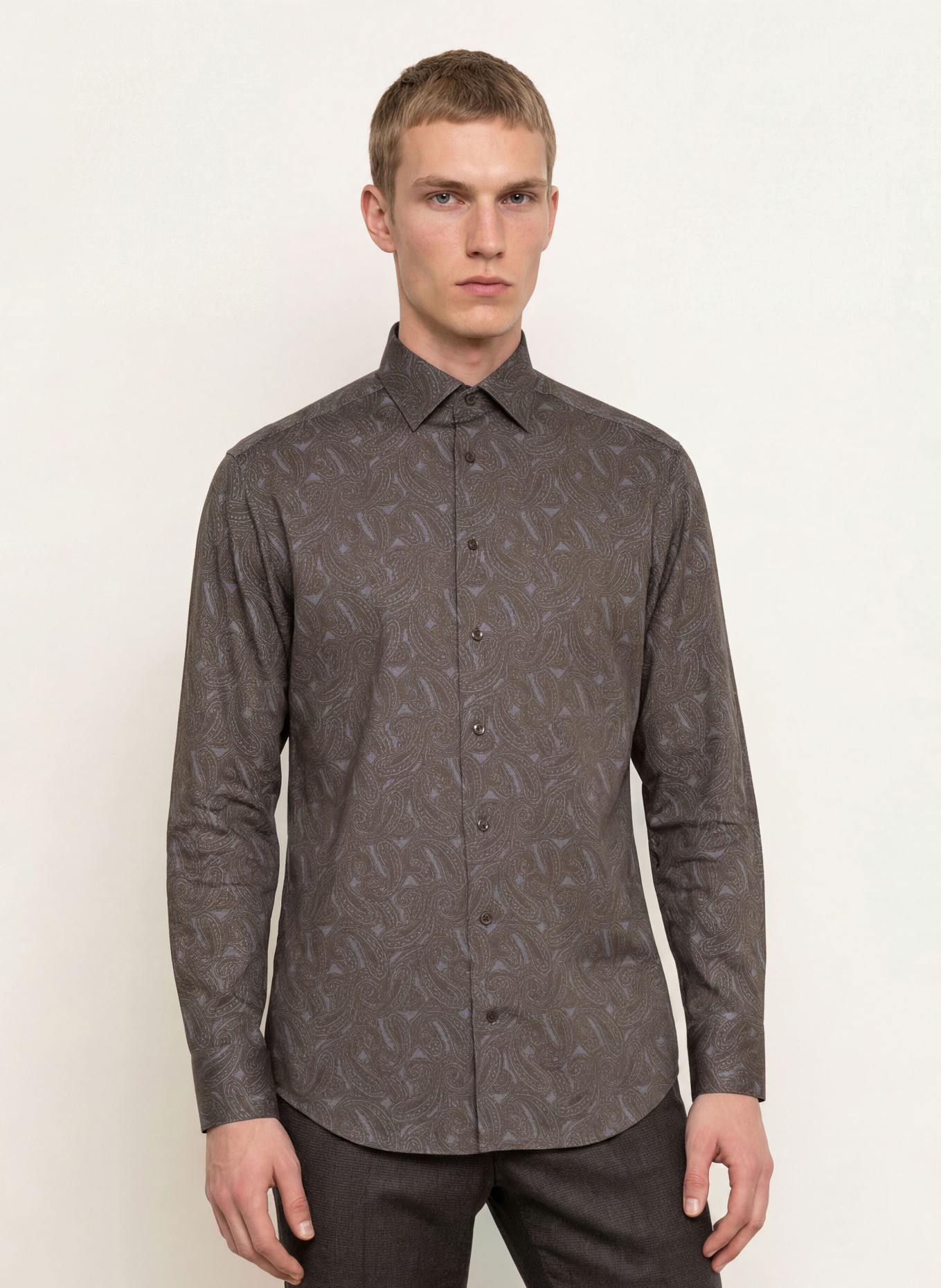 OLYMP Hemd Luxor comfort fit: GRAU / DUNKELGRAU