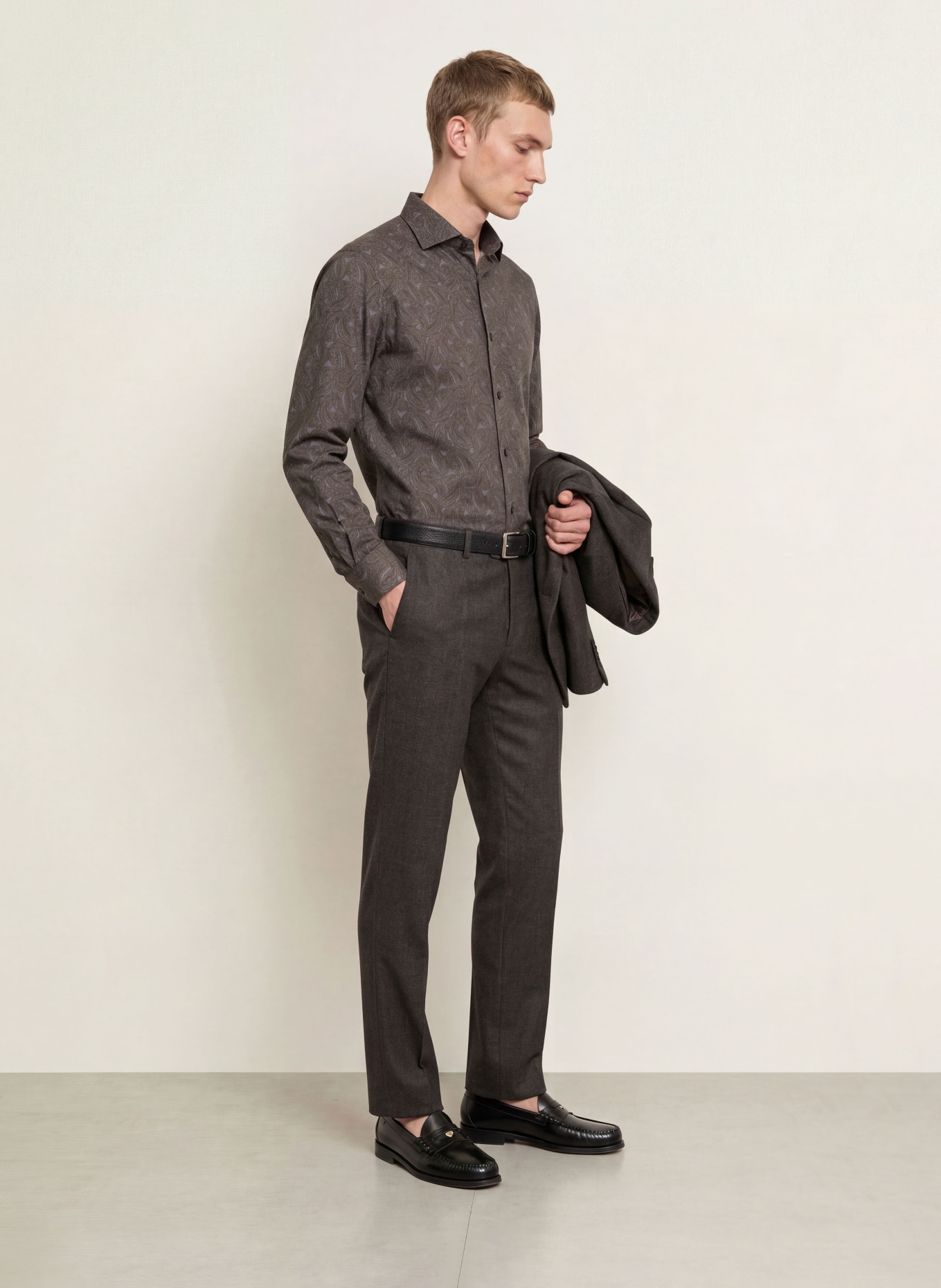 OLYMP Hemd Luxor comfort fit: GRAU / DUNKELGRAU