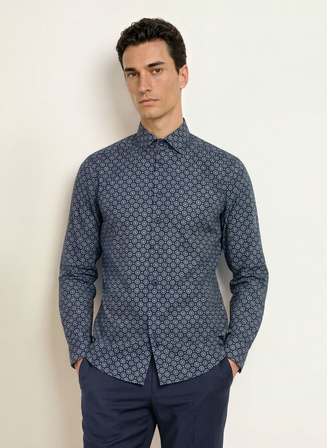 OLYMP Hemd Modern Fit: DUNKELBLAU / WEISS