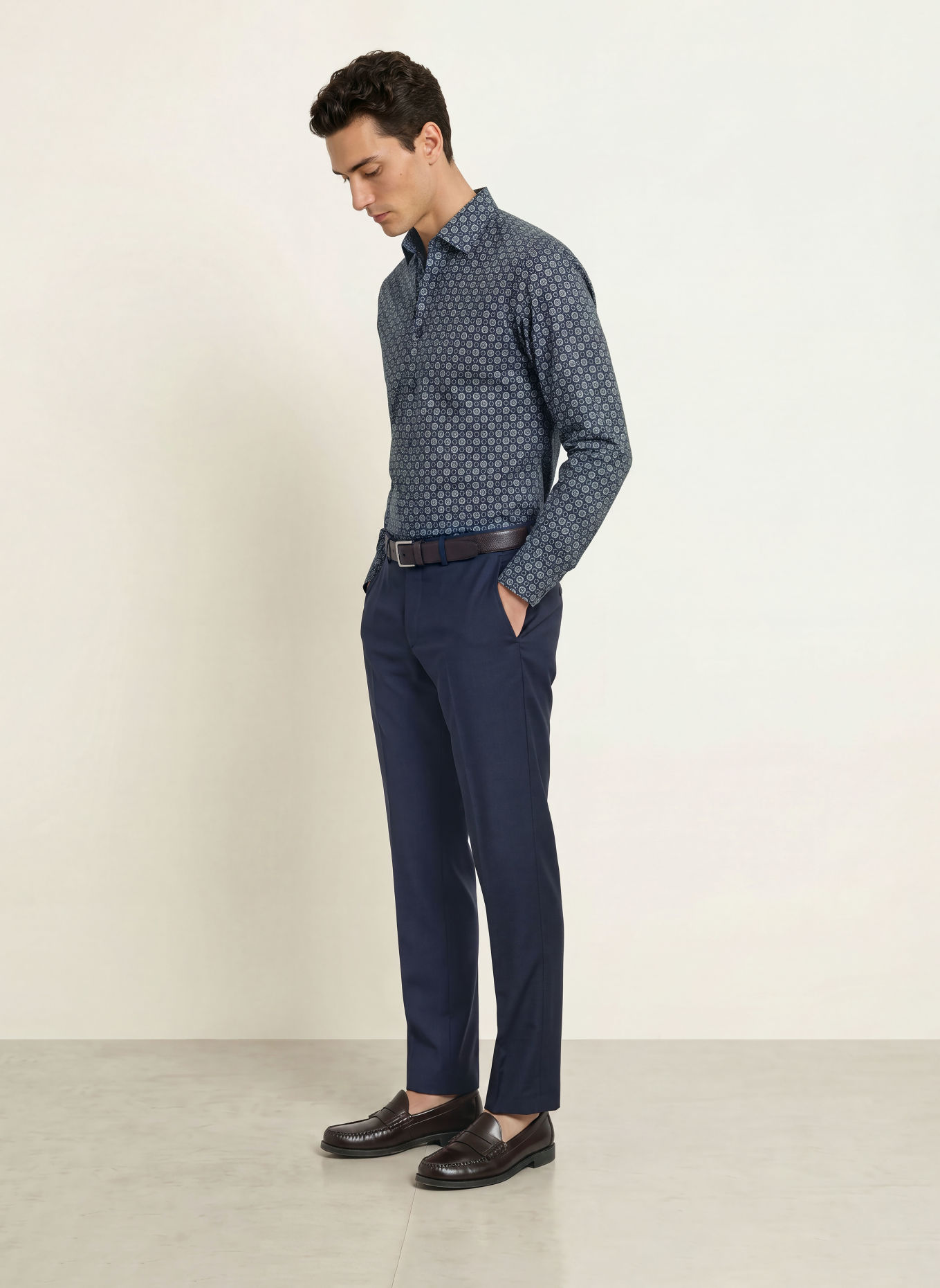OLYMP Hemd Modern Fit: DUNKELBLAU / WEISS
