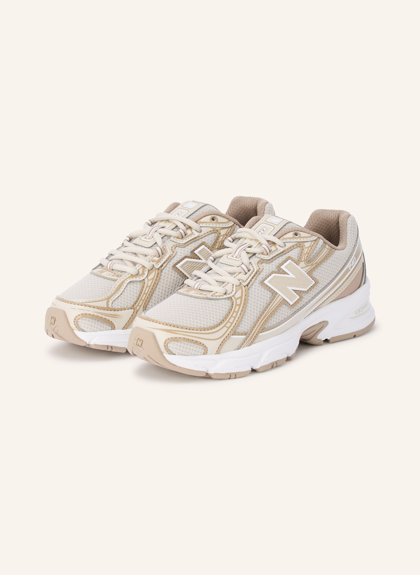 new balance Sneakers 740: CREAM / LIGHT BROWN / BEIGE