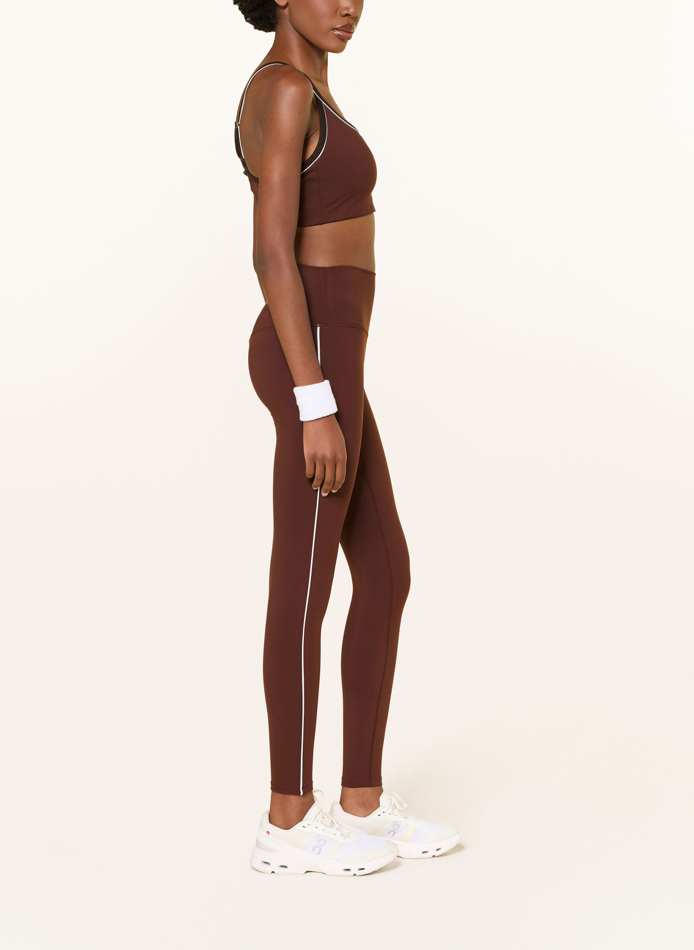VARLEY Tights FREESOFT PIPED: DUNKELBRAUN / WEISS