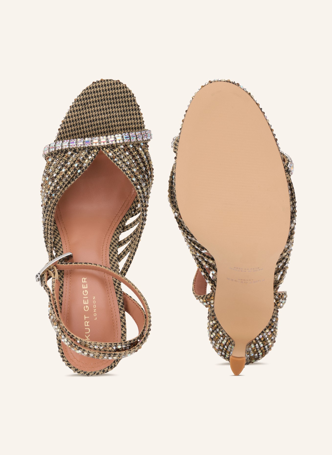 KURT GEIGER Sandaletten met sierstenen: BEIGE / BRUIN