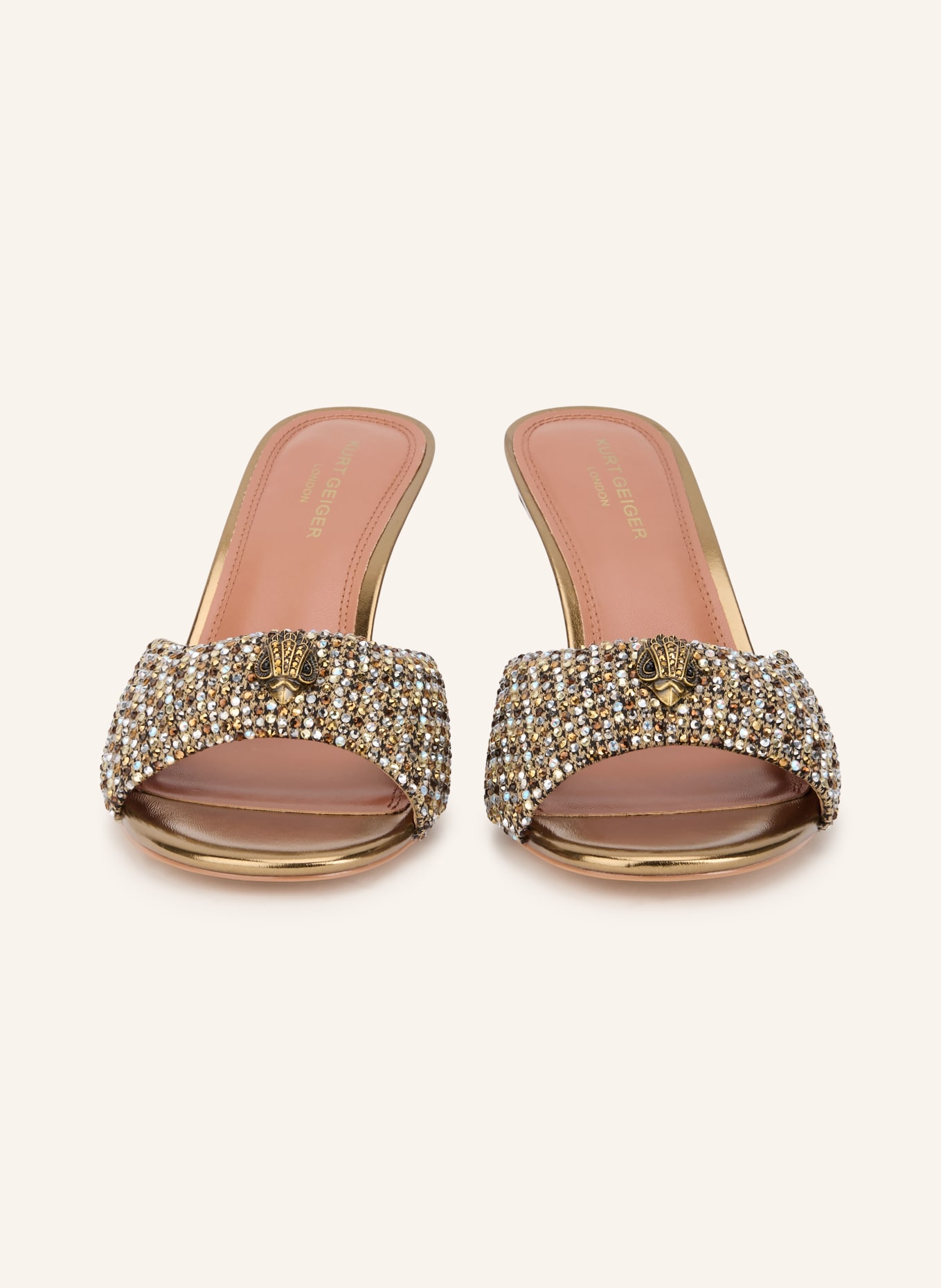 KURT GEIGER Mule z kamieniami ozdobnymi: BEŻOWY / CZARNY