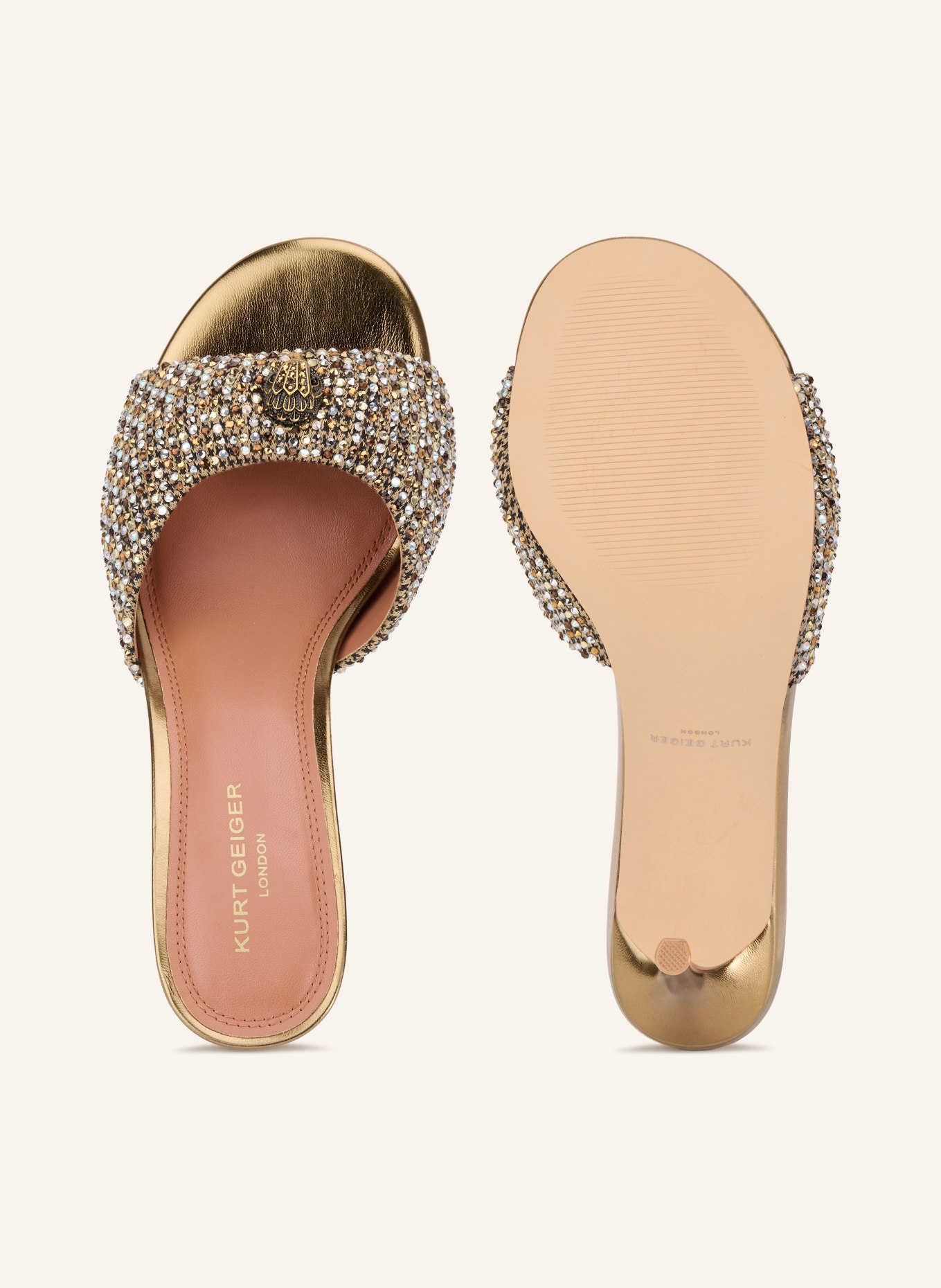 KURT GEIGER Mule z kamieniami ozdobnymi: BEŻOWY / CZARNY