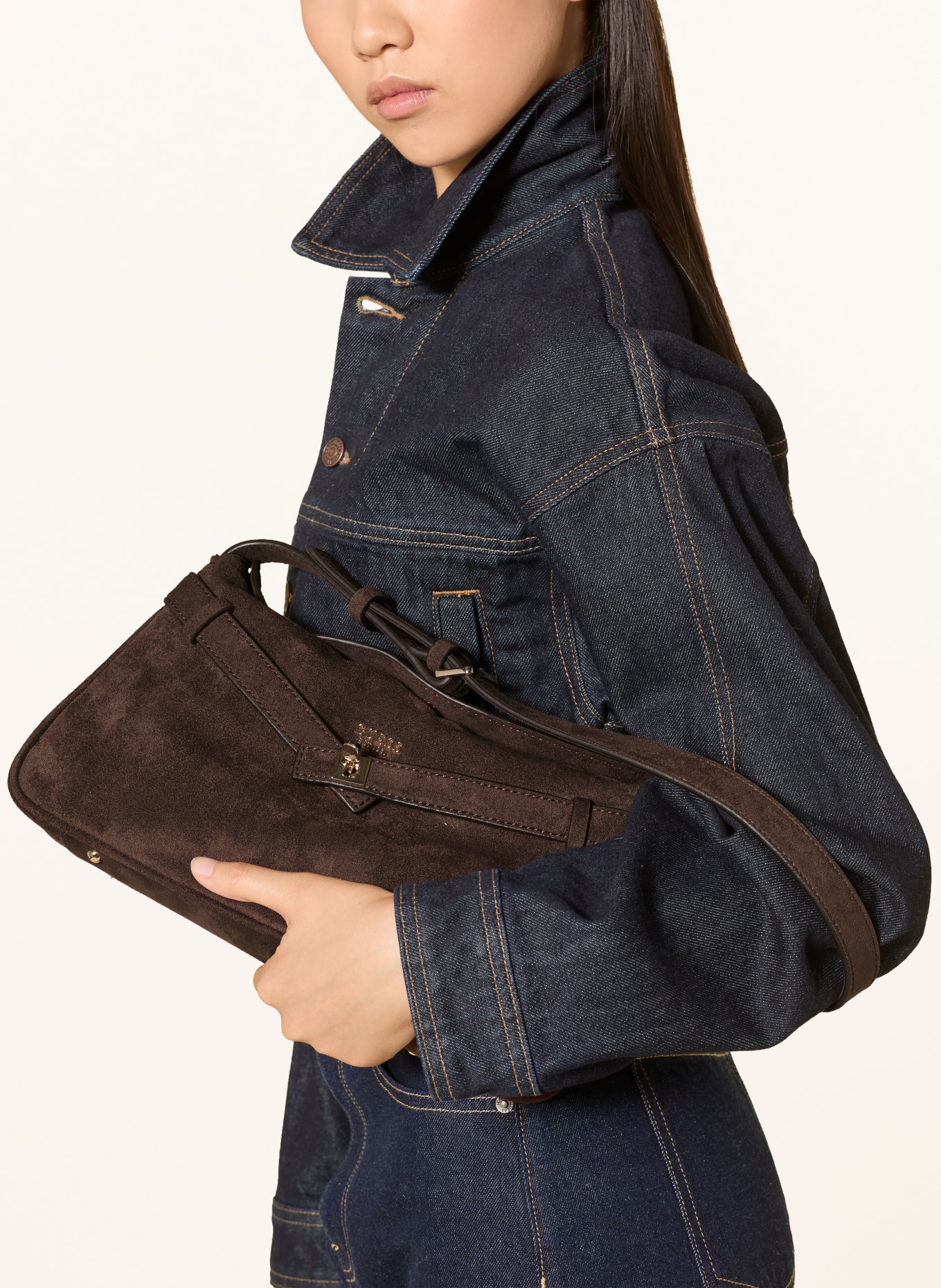 GUESS ELLA Crossbody Bag: DARK BROWN / SILVER
