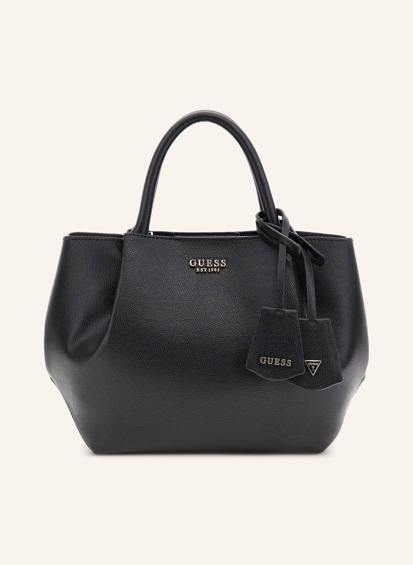 GUESS Geantă de mână AMORETTE: NEGRU / ARGINT