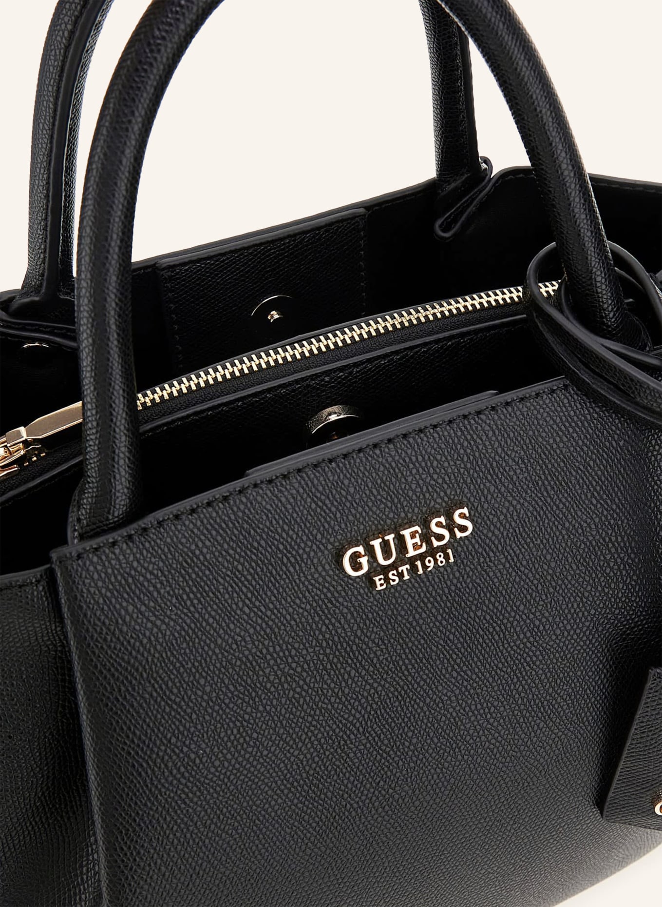 GUESS Geantă de mână AMORETTE: NEGRU / ARGINT