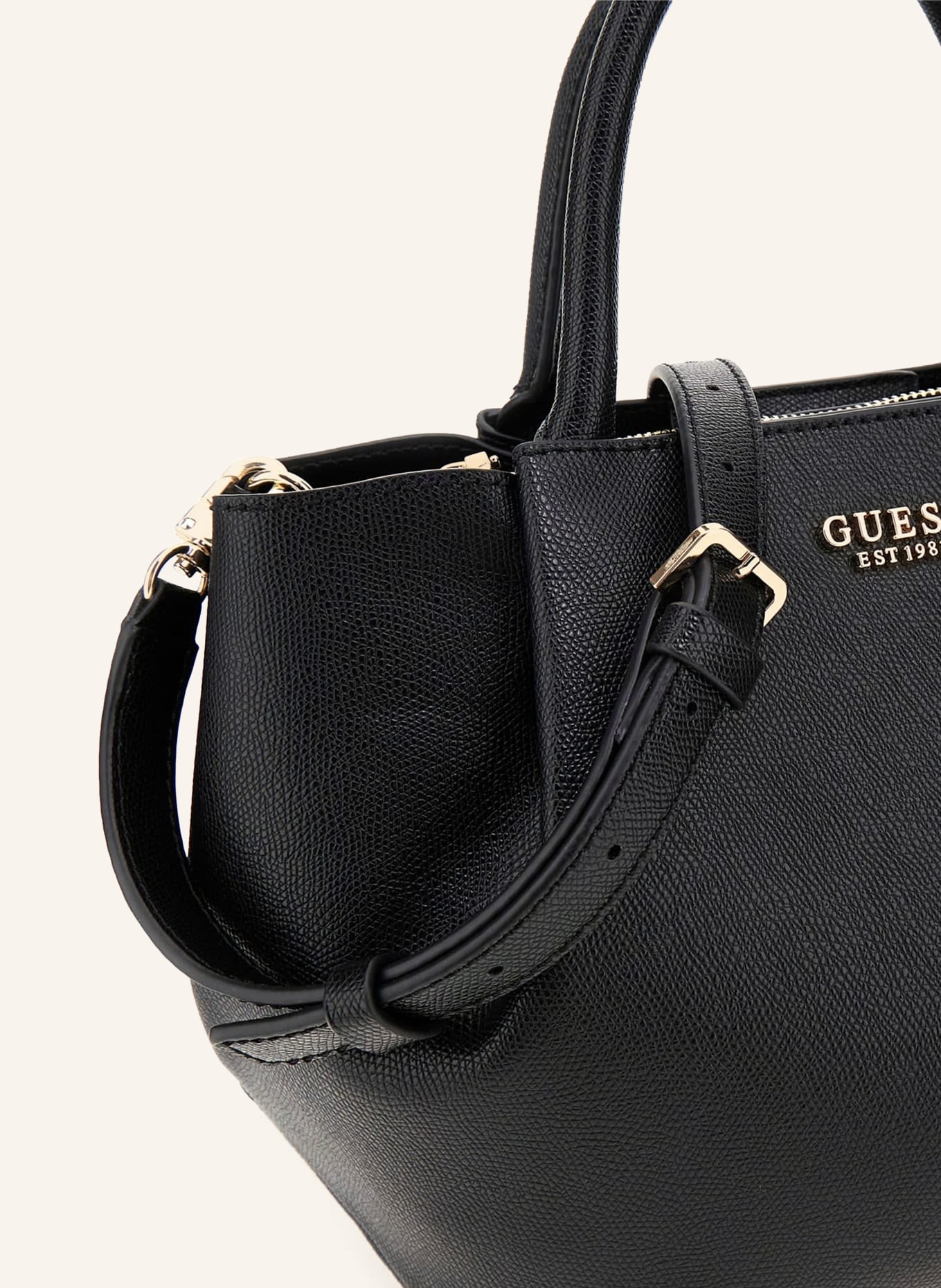 GUESS Geantă de mână AMORETTE: NEGRU / ARGINT