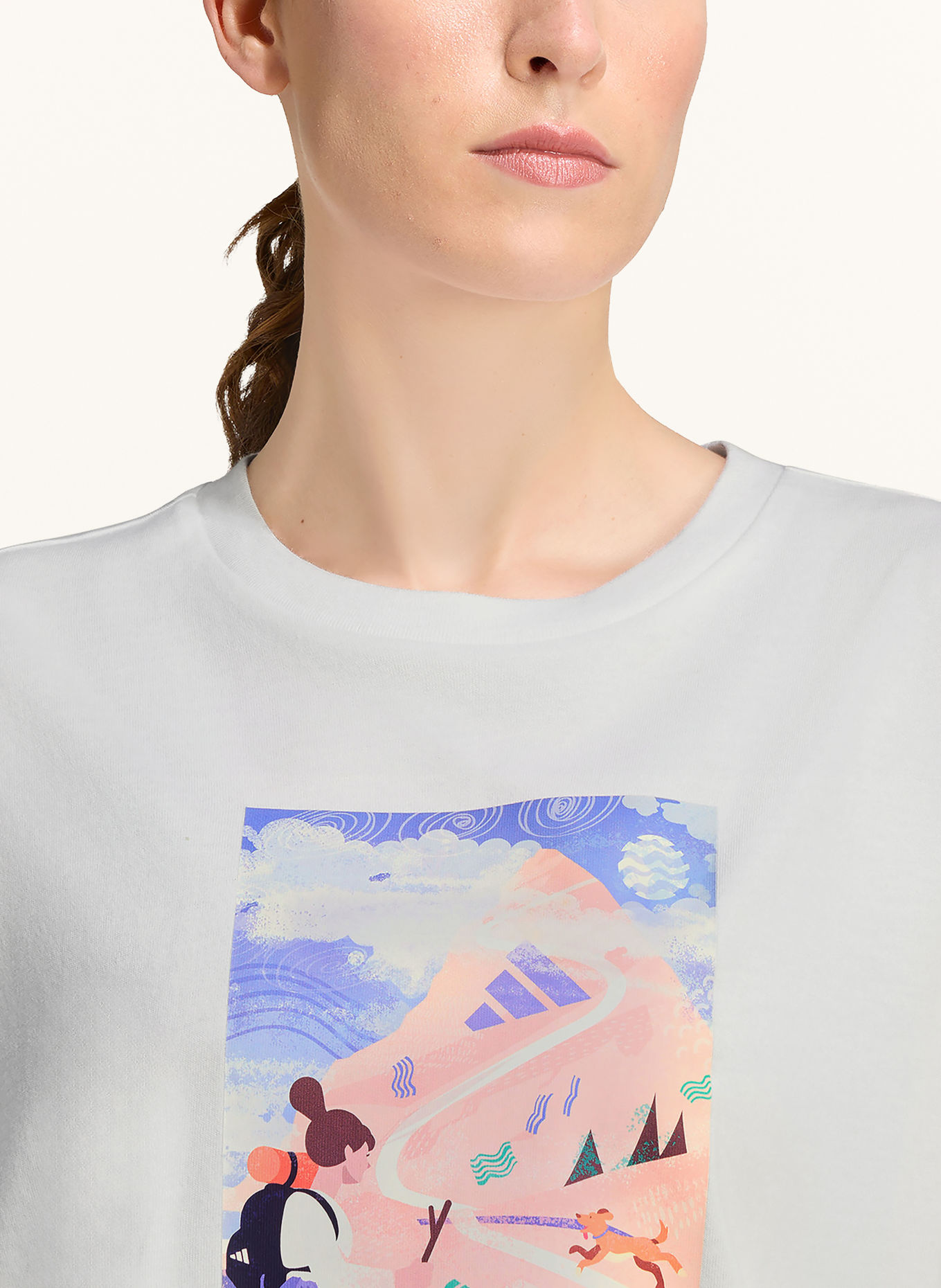adidas TERREX T-shirt oversize TERREX SECRET PATHS AHEAD GRAPHIC: BLANC / LILAS / VERT