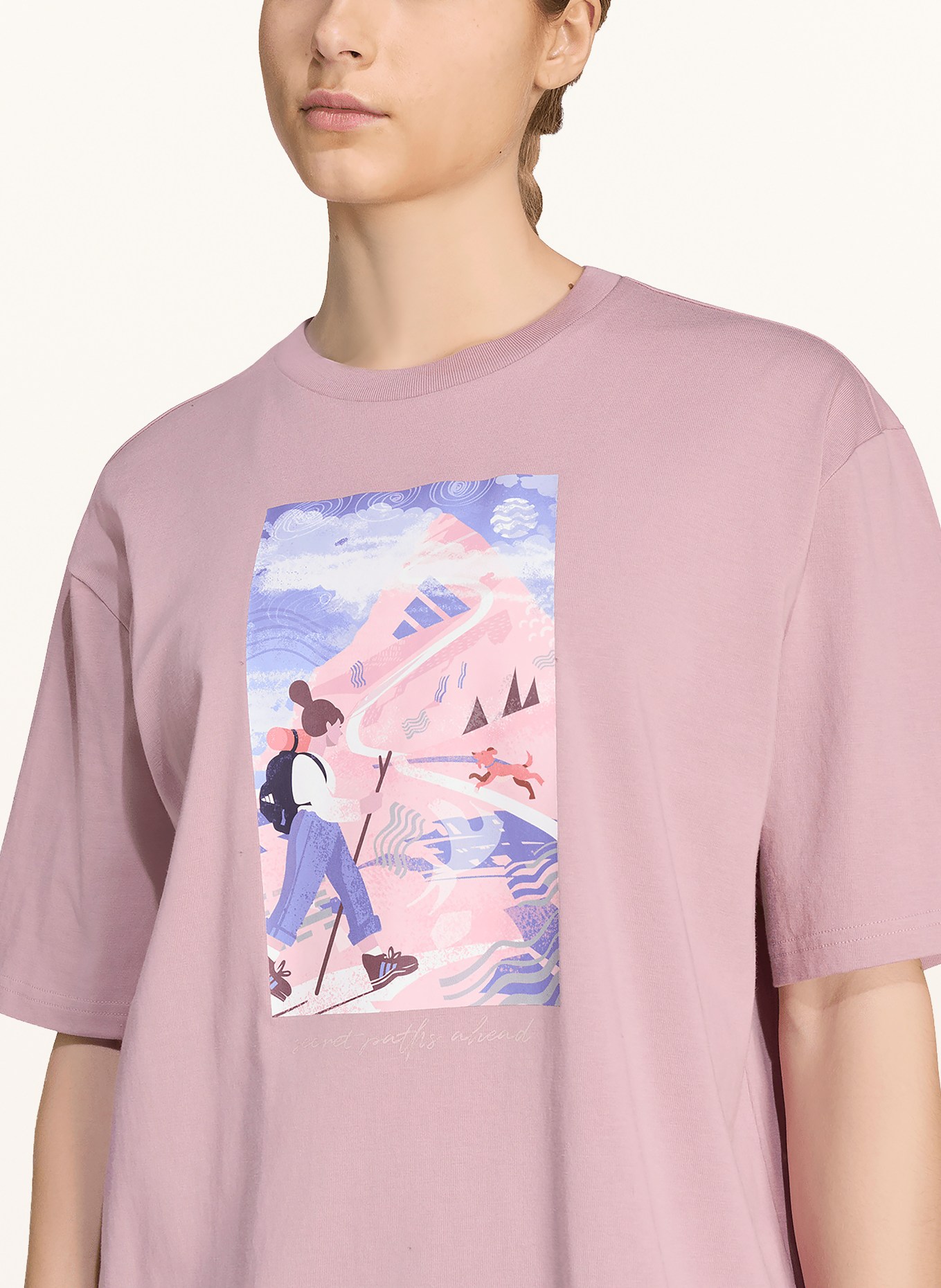 adidas TERREX Oversized Shirt TERREX SECRET PATHS AHEAD GRAPHIC: DUSKY PINK / PINK / BLUE