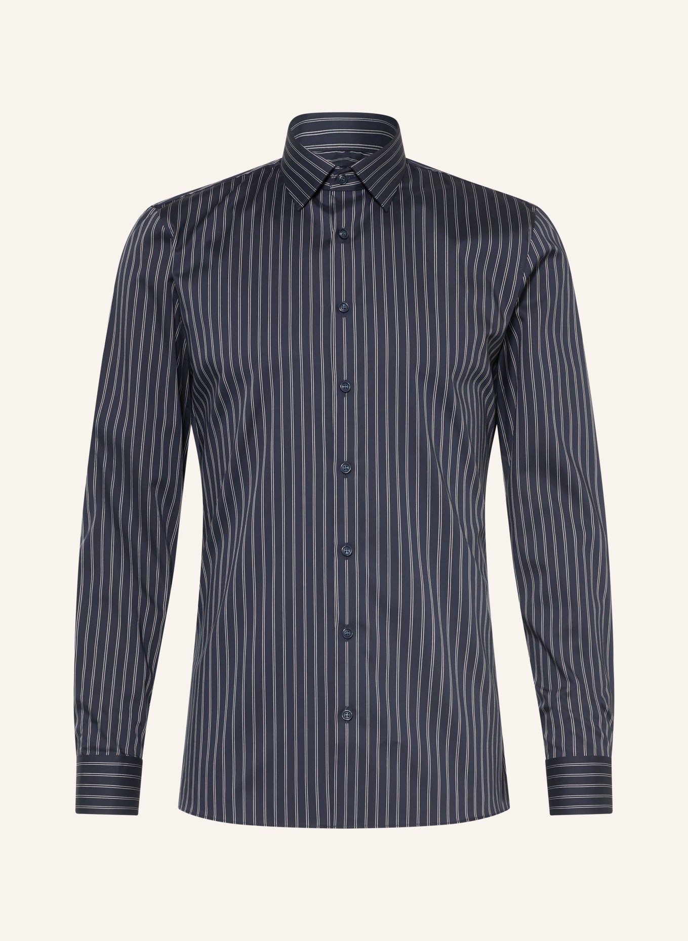 OLYMP Hemd No. Six super slim: DUNKELBLAU / WEISS