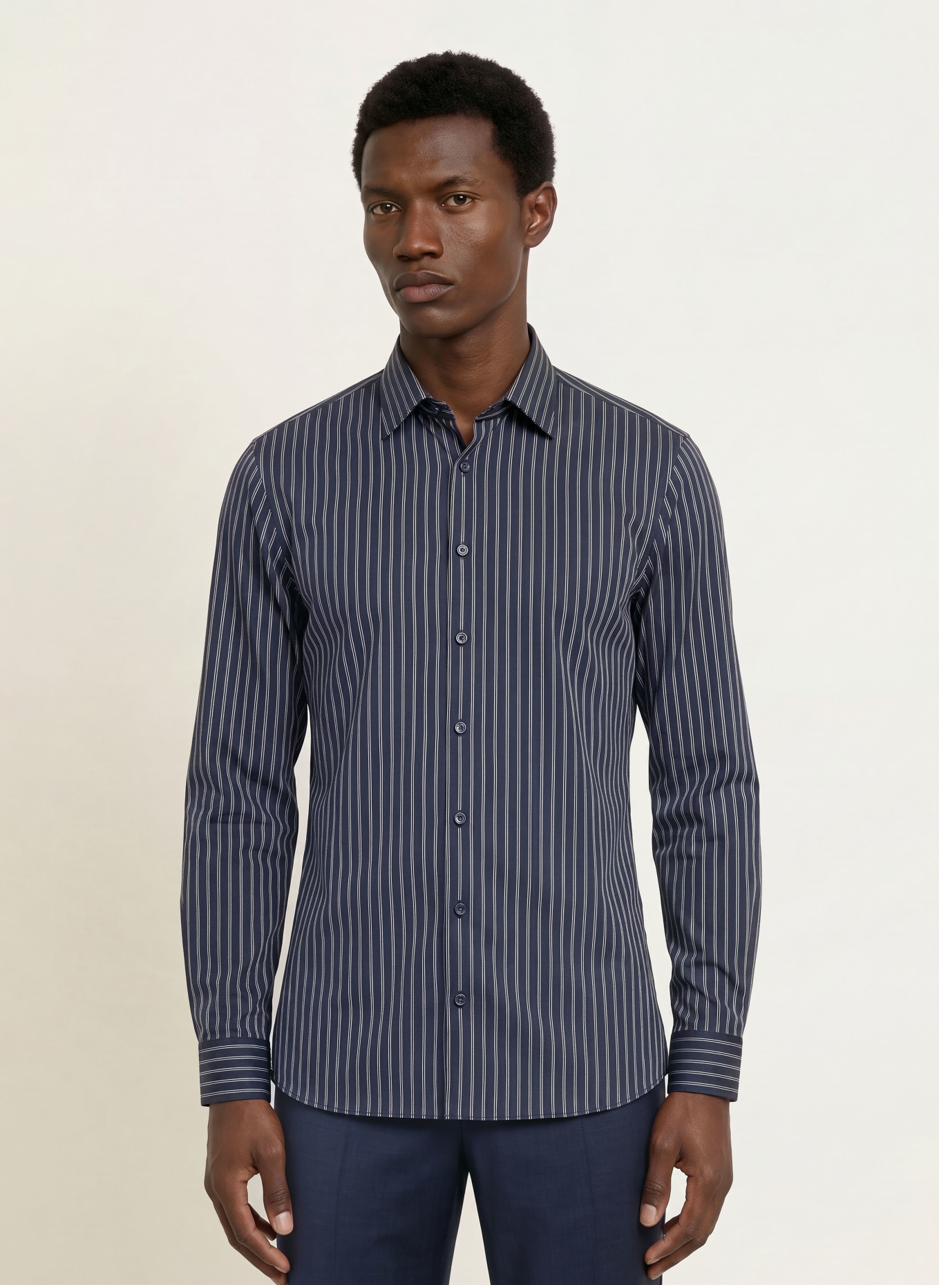 OLYMP Hemd No. Six super slim: DUNKELBLAU / WEISS