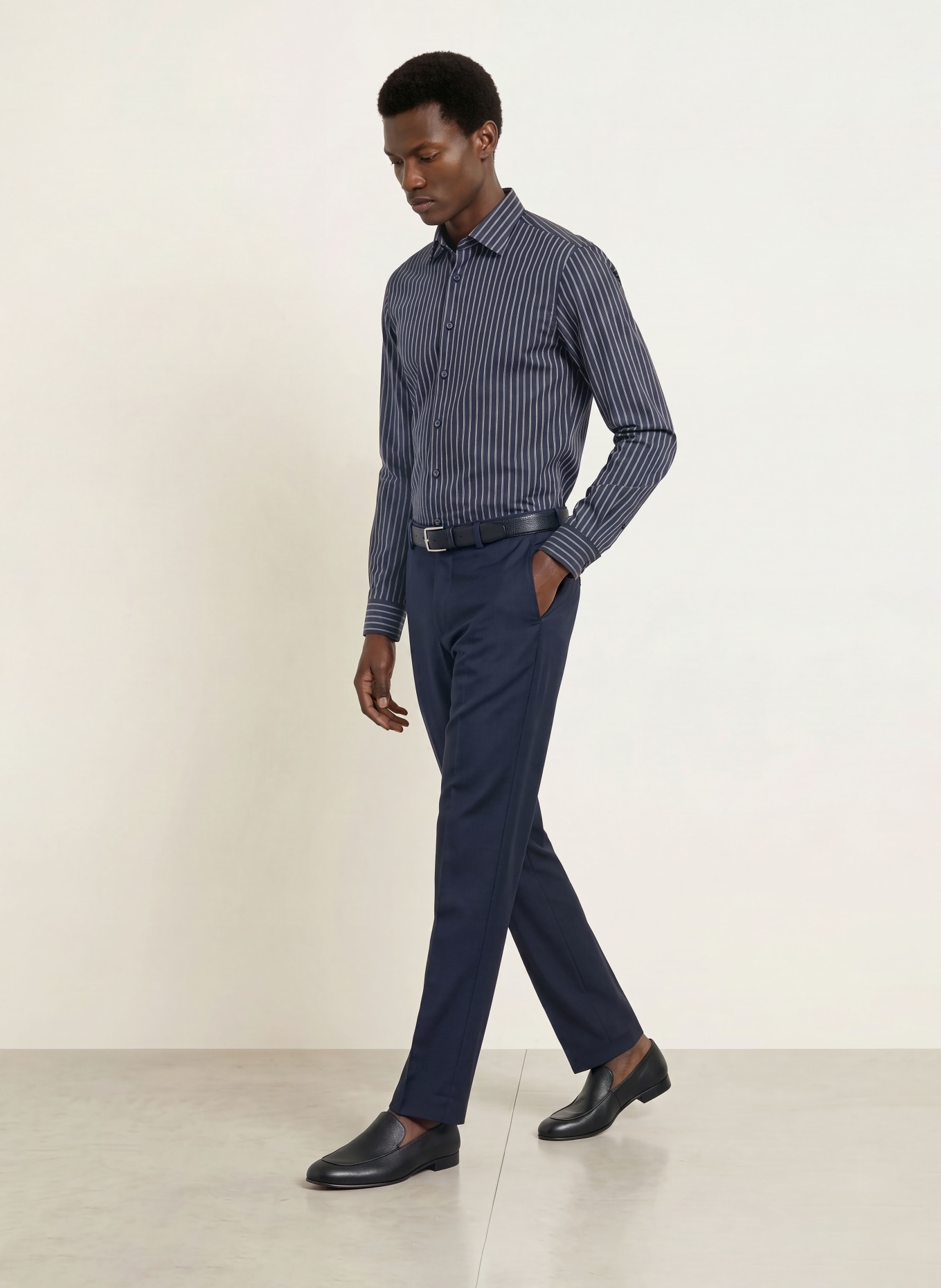 OLYMP Hemd No. Six super slim: DUNKELBLAU / WEISS