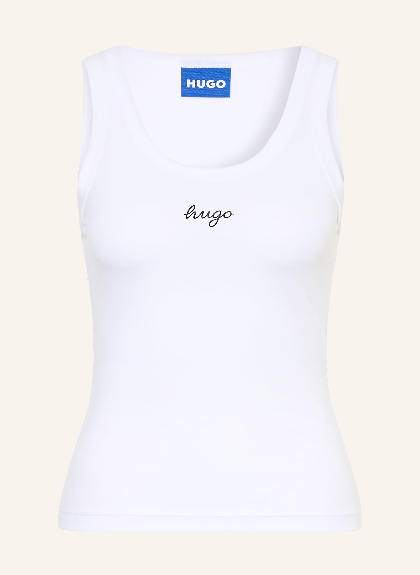 HUGO Top DAMATANK: WIT / ZWART