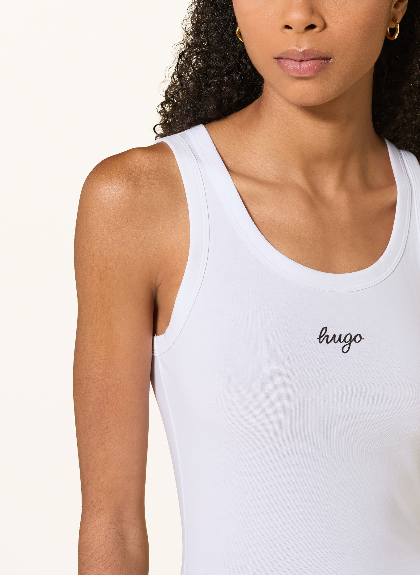 HUGO Top DAMATANK: WIT / ZWART