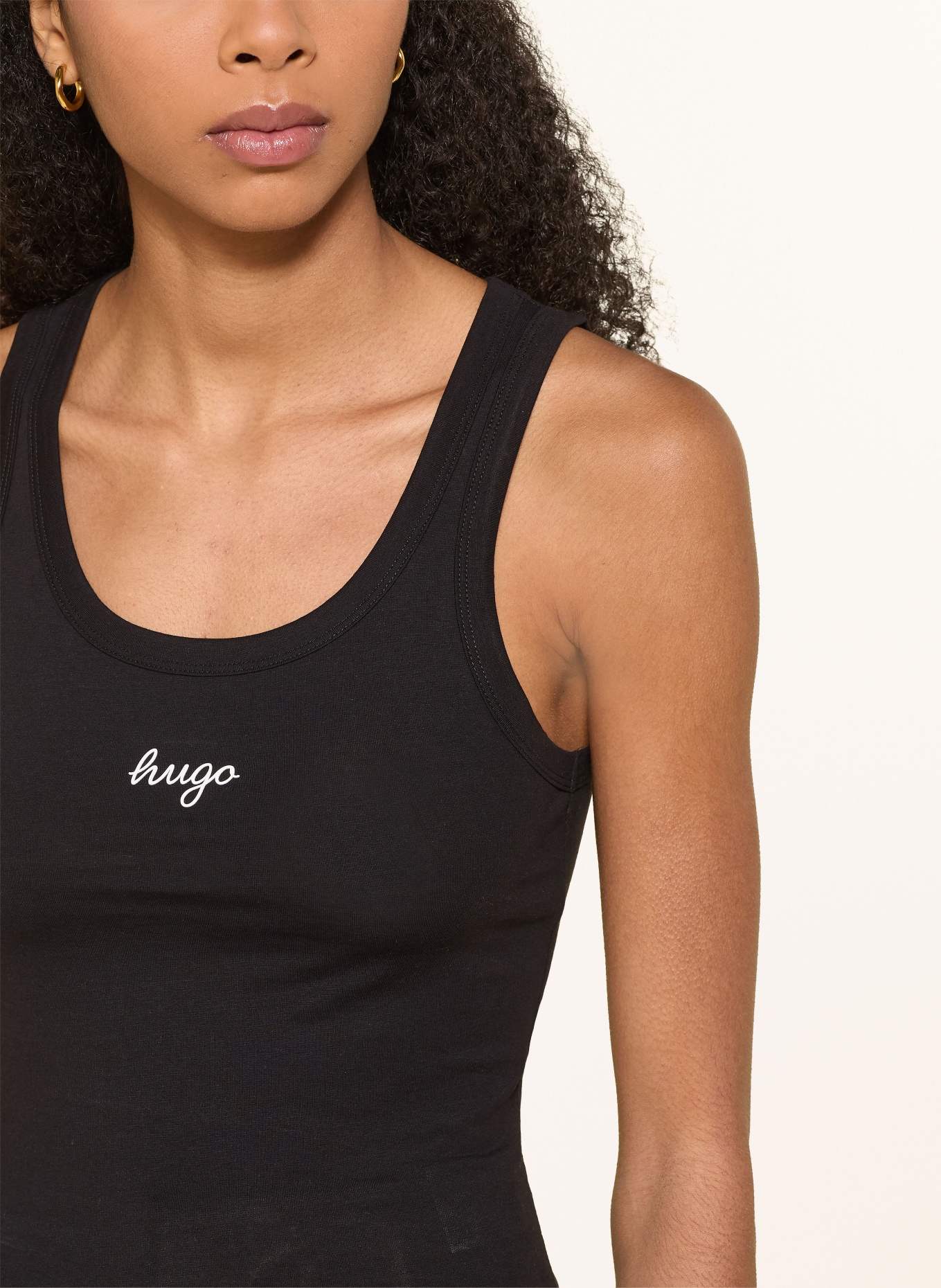HUGO Top DAMATANK: ZWART / WIT