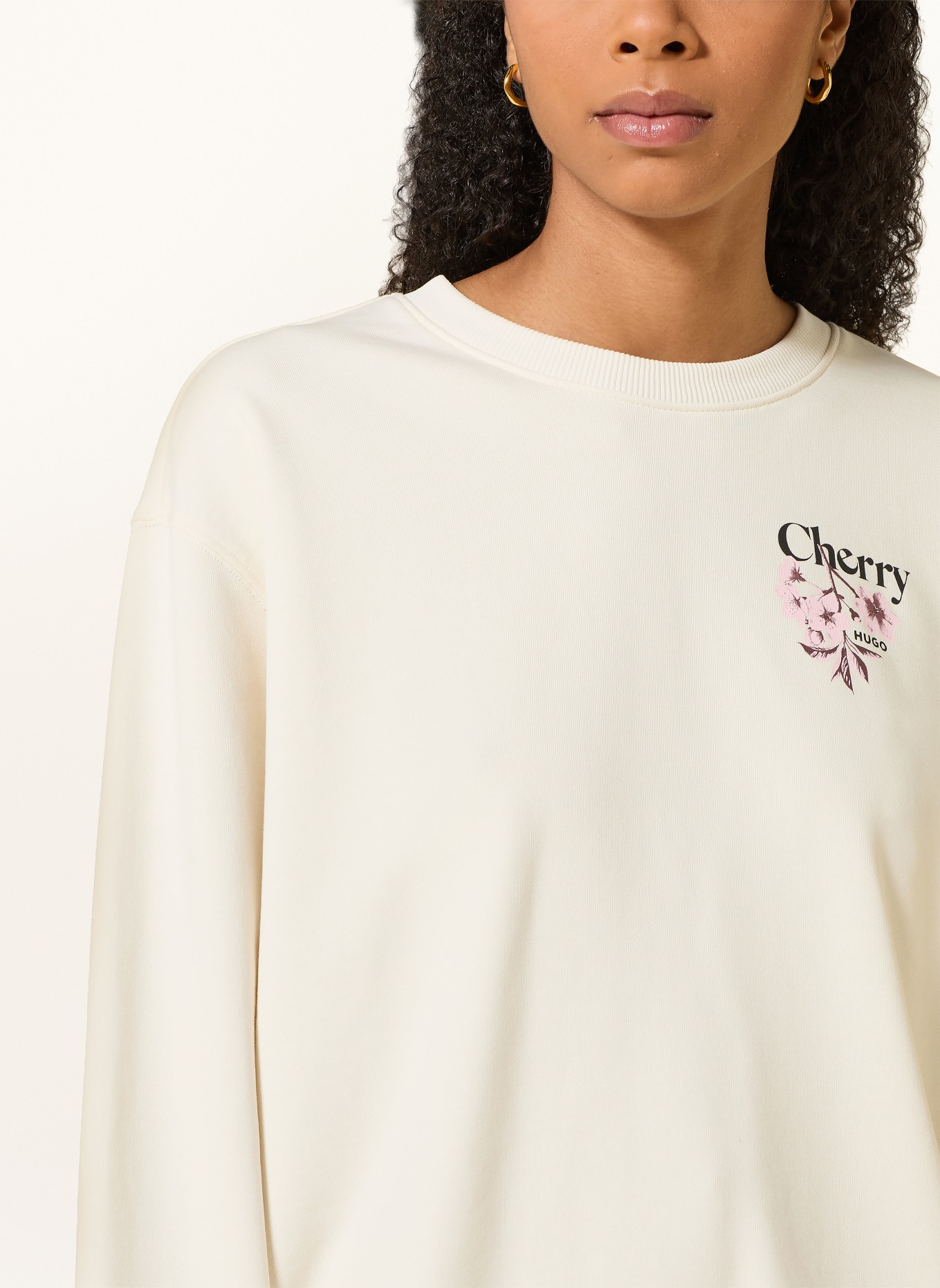 HUGO Sweatshirt CLASSIC: ECRU / ROSA / SCHWARZ