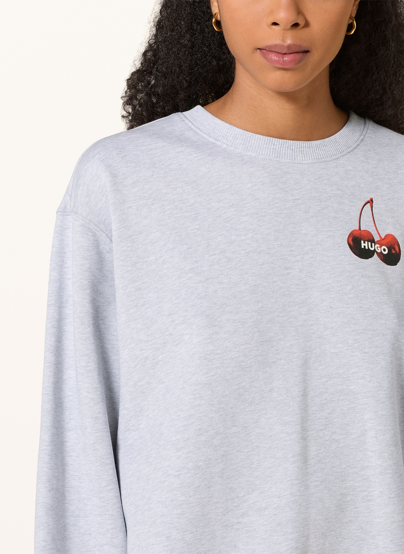 HUGO Sweatshirt CLASSIC: HELLGRAU / ROT / SCHWARZ